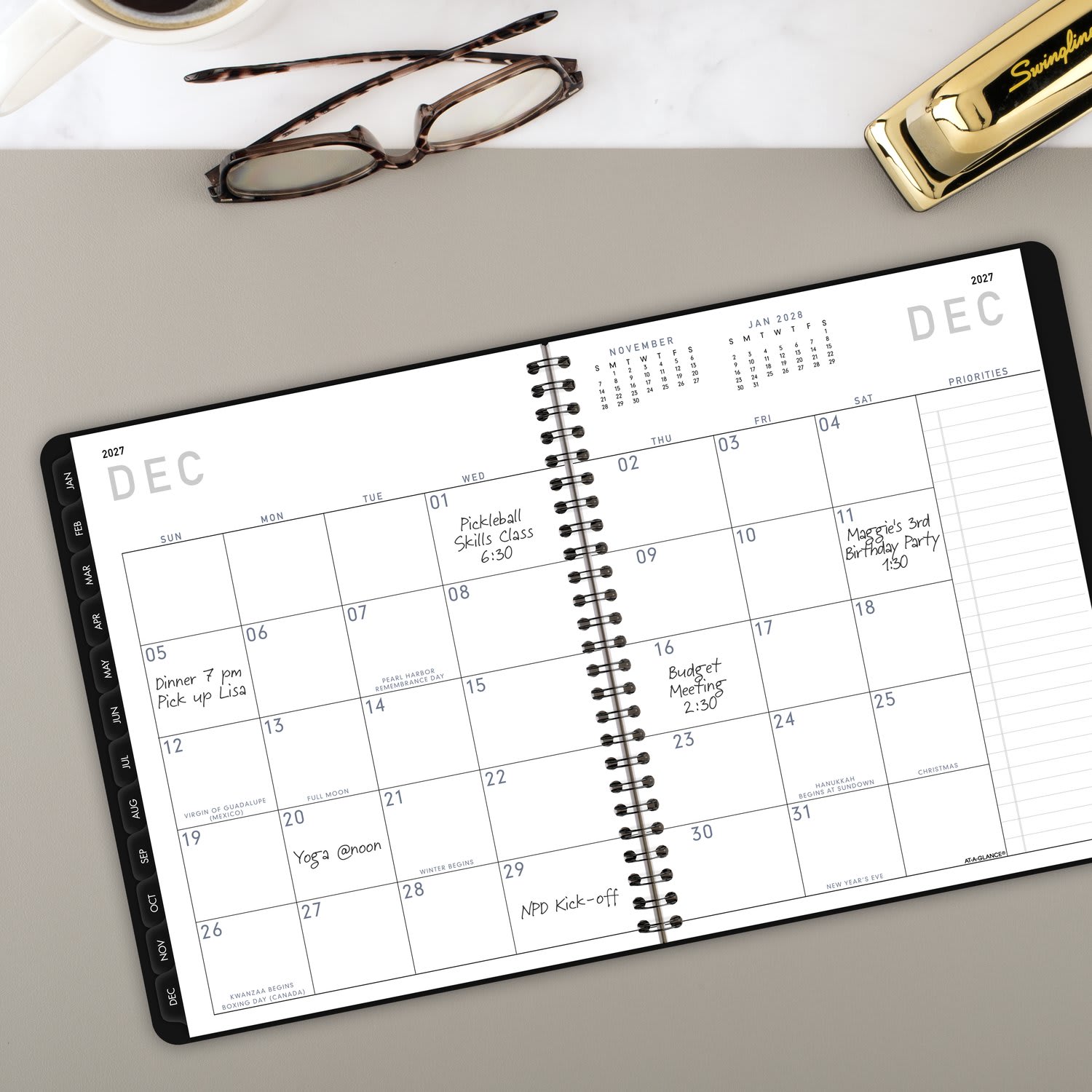 AT-A-GLANCE Contemporary Lite 2027 Weekly Monthly Planner, Black, Medium, 7in x 8 3/4in - Image 4