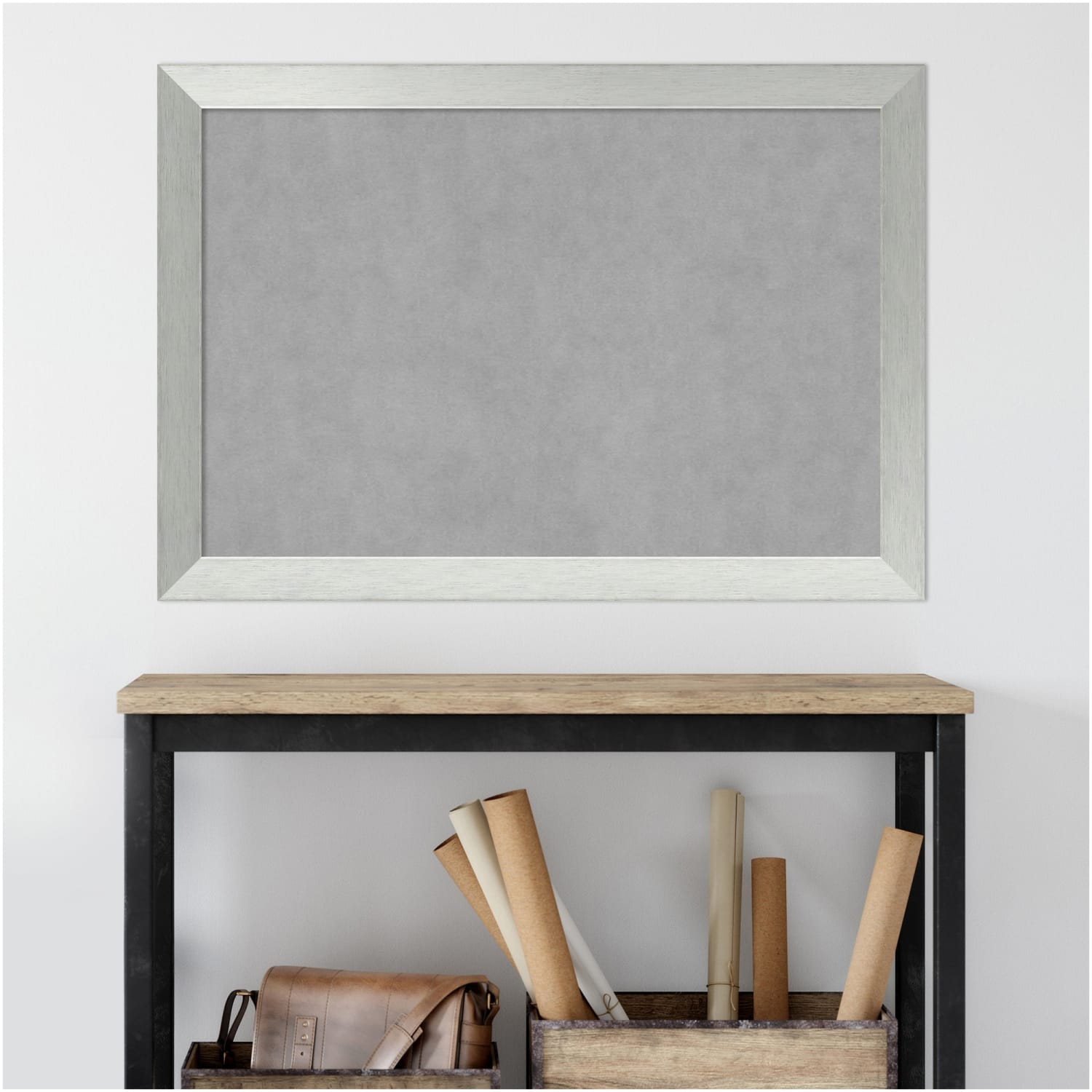 Amanti Art Magnetic Bulletin Board, Aluminum/Steel, 40in x 28in, Brushed Sterling Silver Wood Frame - Image 3