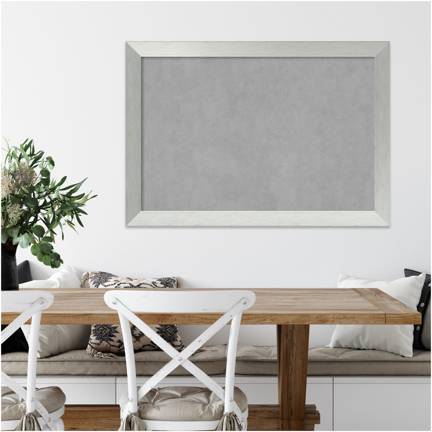 Amanti Art Magnetic Bulletin Board, Aluminum/Steel, 40in x 28in, Brushed Sterling Silver Wood Frame - Image 4