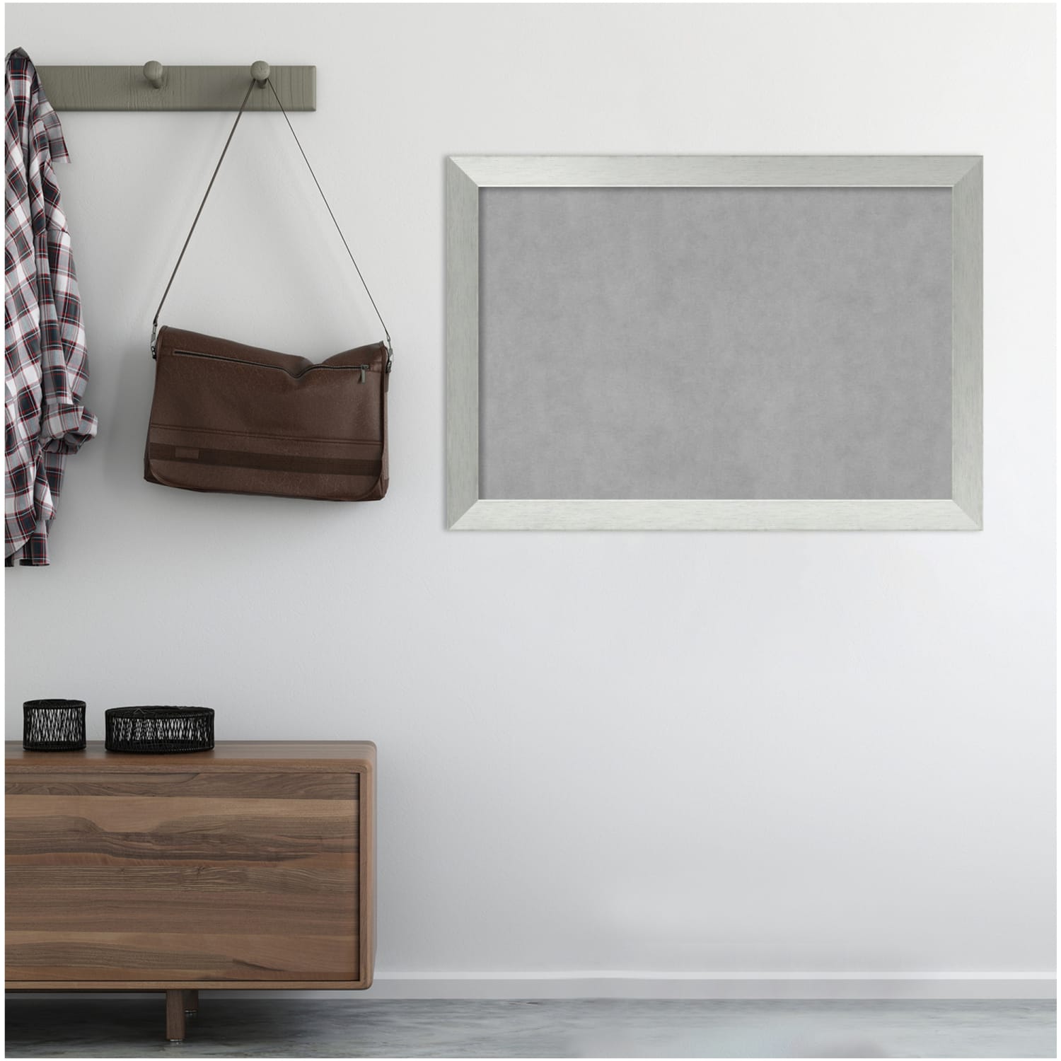 Amanti Art Magnetic Bulletin Board, Aluminum/Steel, 40in x 28in, Brushed Sterling Silver Wood Frame - Image 5