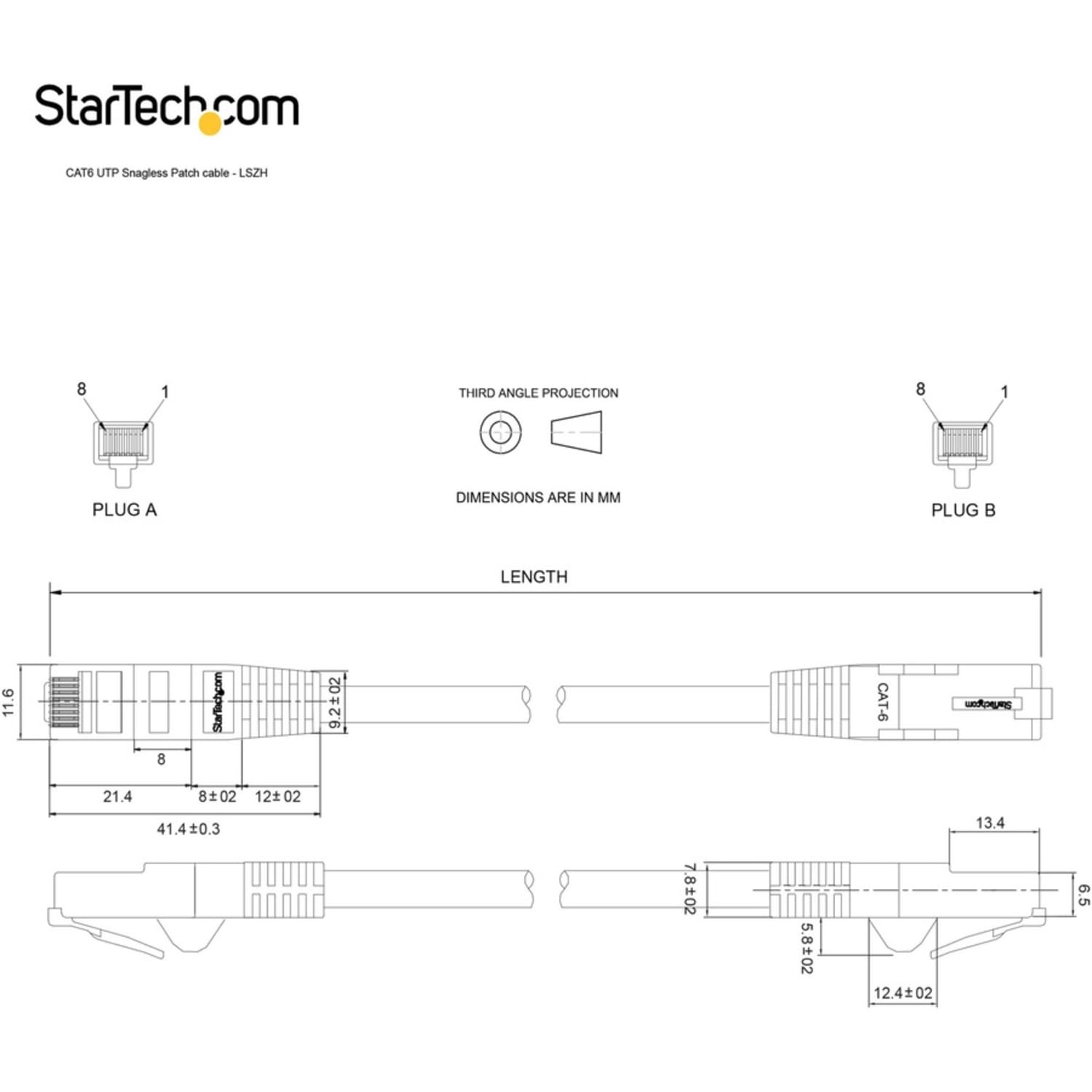 StarTech.com 50ft (15m) CAT6 Ethernet Cable, LSZH (Low Smoke Zero Halogen) 10 GbE Snagless 100W PoE UTP RJ45 Black Network Patch Cord, ETL - 50ft/15.2m Black LSZH CAT6 Ethernet Cable - Image 3