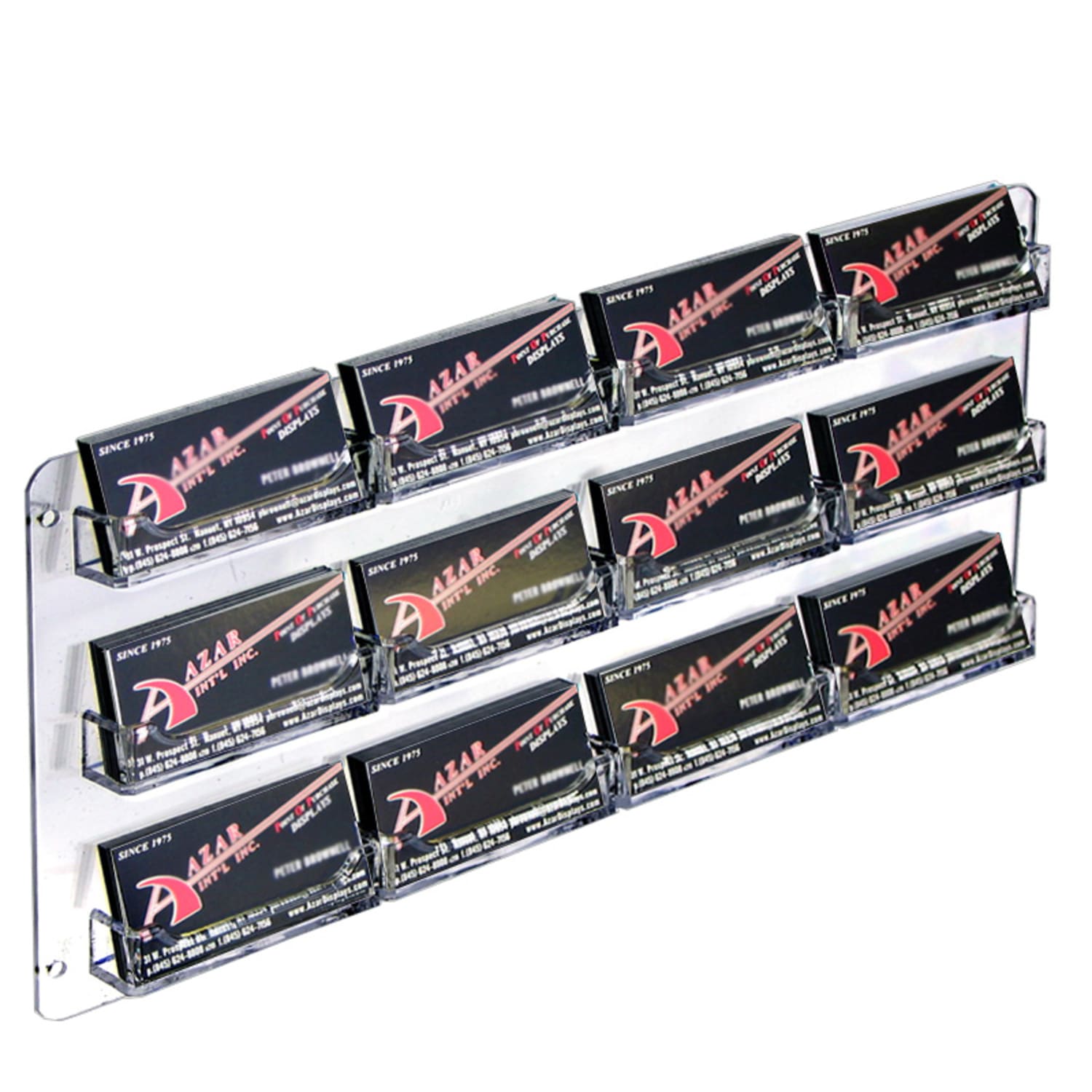 Azar Displays Business And Gift Card Wall Mount Holder, 12 Pockets, 17.25inW x 8.5inH, Clear, Pack Of 2 - Image 3