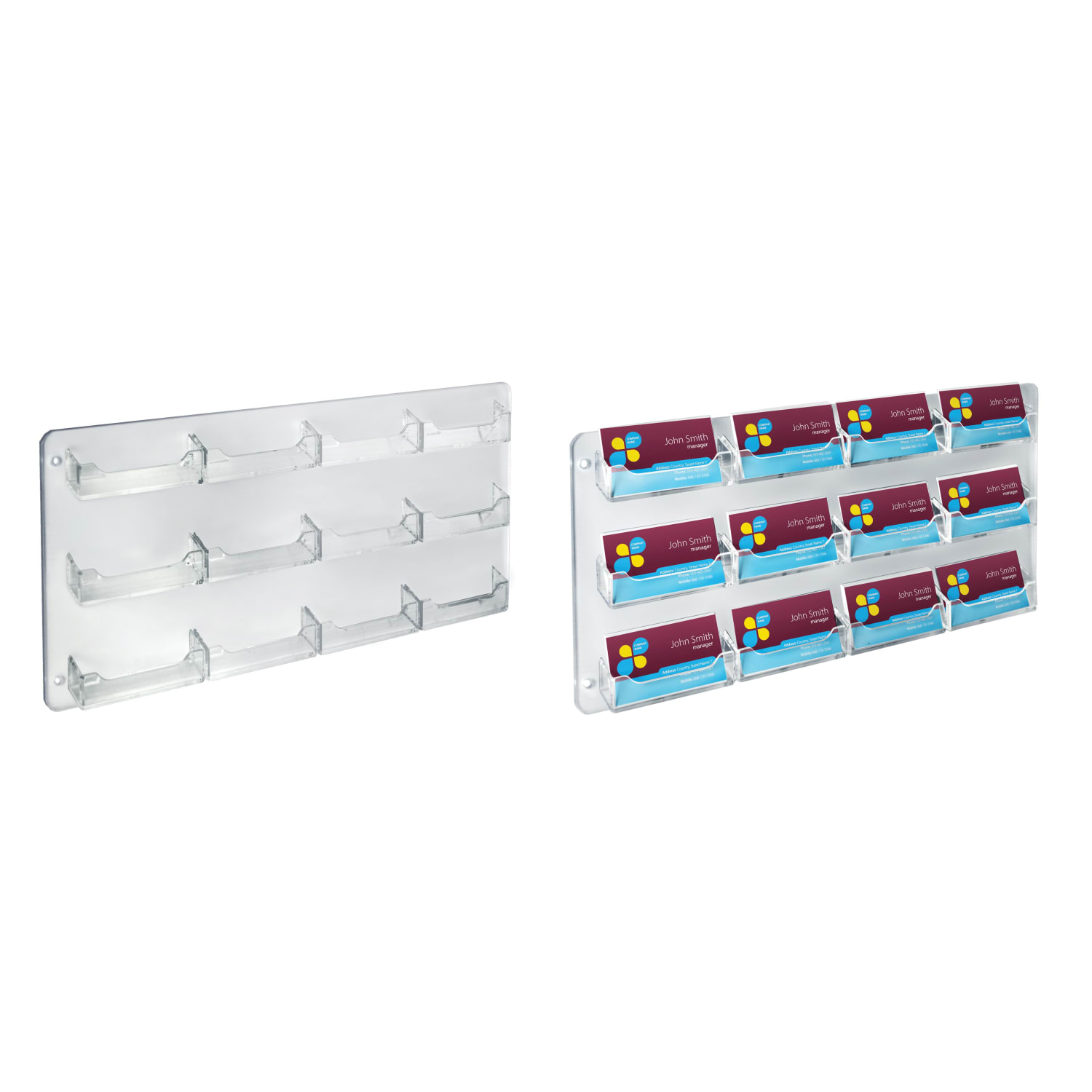Azar Displays Business And Gift Card Wall Mount Holder, 12 Pockets, 17.25inW x 8.5inH, Clear, Pack Of 2 - Image 5