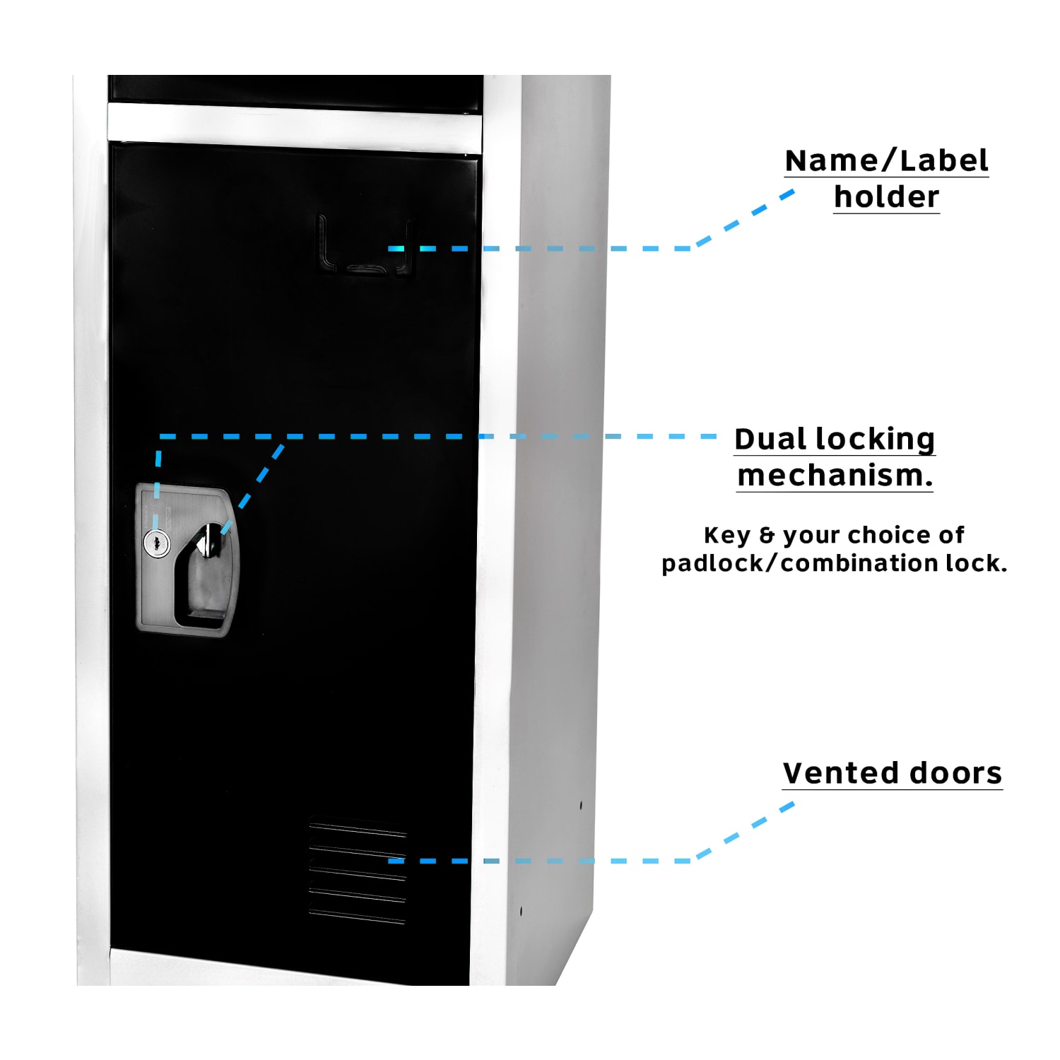 Alpine Large 3-Tier Steel Lockers, 72inH x 12inW x 12inD, Black, Pack Of 2 Lockers - Image 6