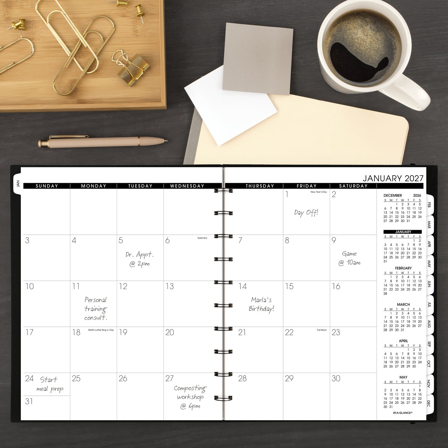 AT-A-GLANCE Move-A-Page 2027 Monthly Planner, Black, Large, 8 3/4in x 11in - Image 3