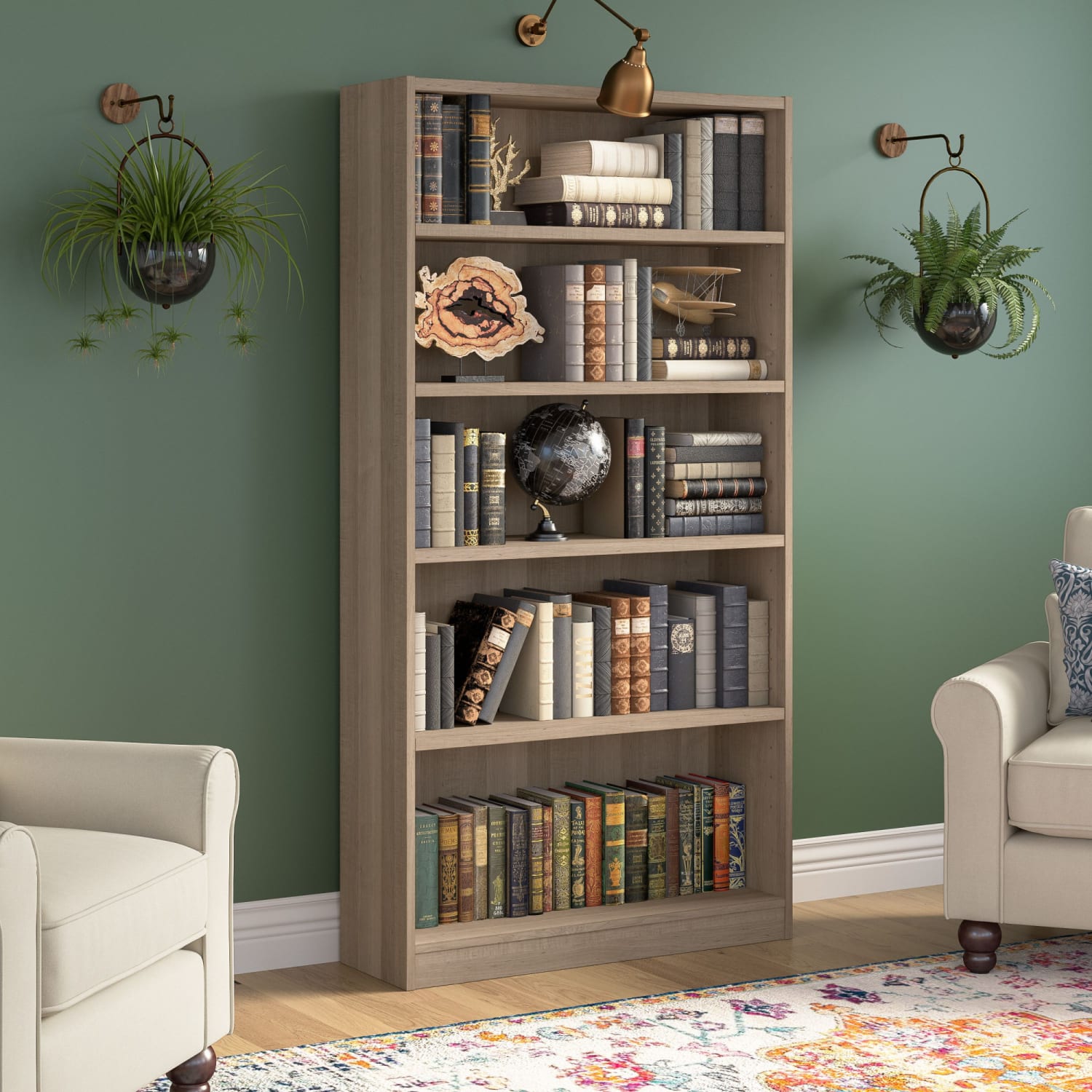 Bush Furniture Universal 72inH 5-Shelf Bookcase, Ash Gray, Standard Delivery - Image 3