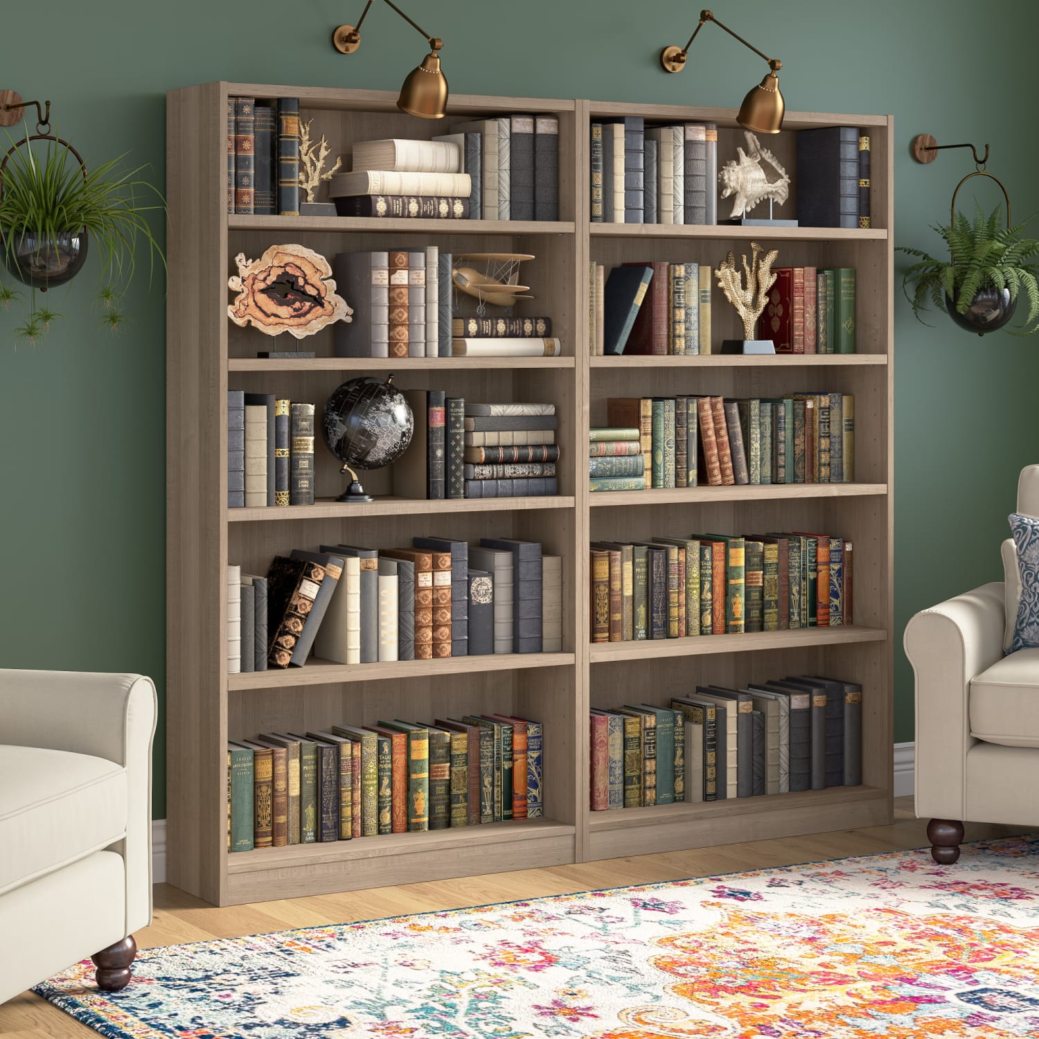 Bush Furniture Universal 72inH 5-Shelf Bookcase, Ash Gray, Standard Delivery - Image 4