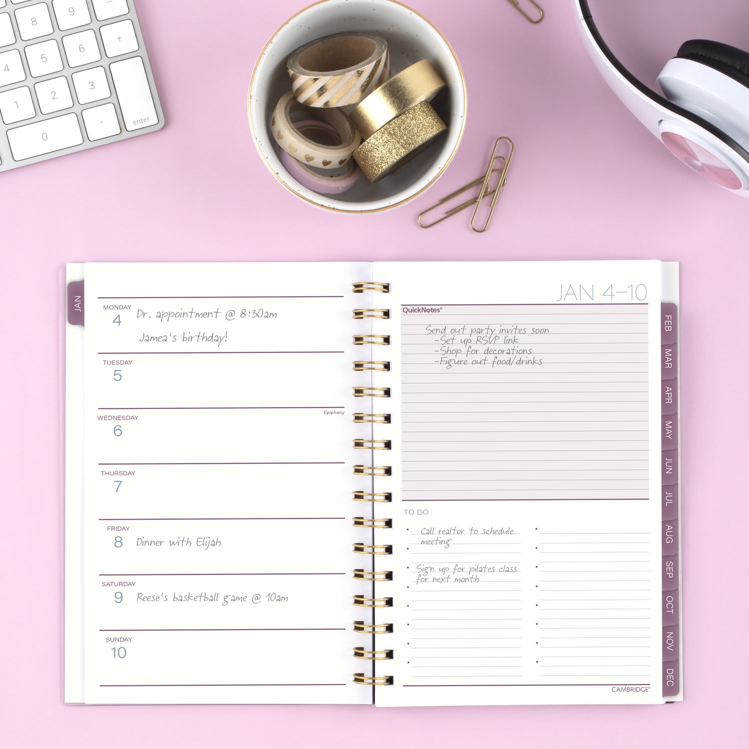 Mead Cambridge Blush Blossom 2027 Weekly Monthly Planner, Small, 5 1/2in x 8 1/2in - Image 3
