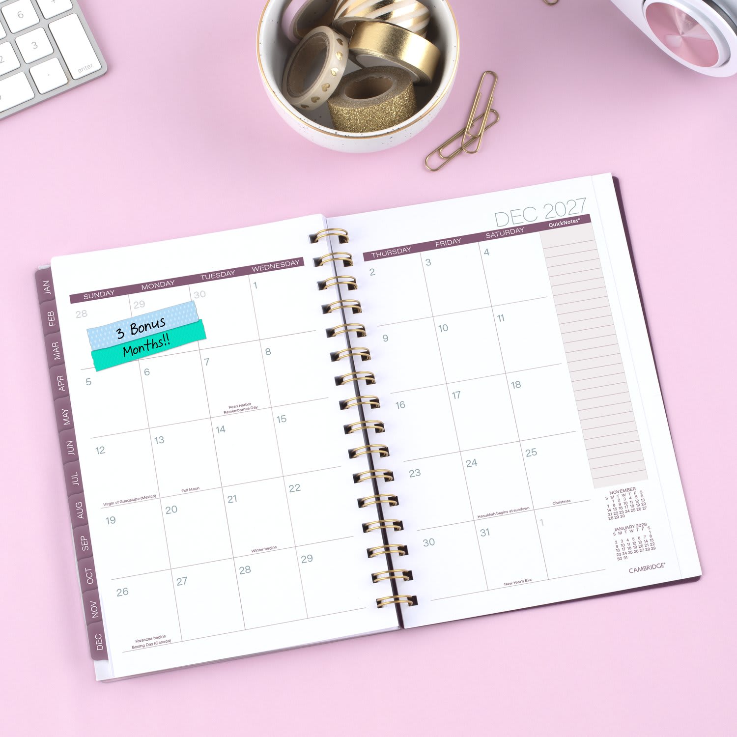 Mead Cambridge Blush Blossom 2027 Weekly Monthly Planner, Small, 5 1/2in x 8 1/2in - Image 4