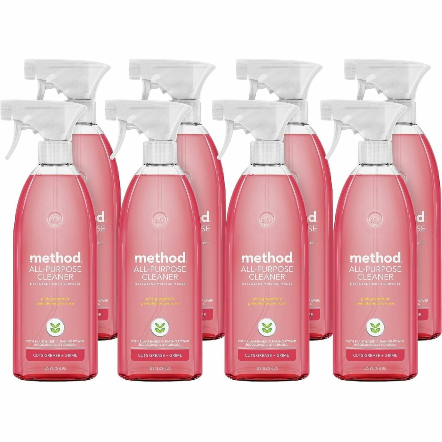 Method All-Purpose Cleaner - 28 fl oz (0.9 quart) - Pink Grapefruit Scent - Non-toxic - Light Pink - 8 / Carton