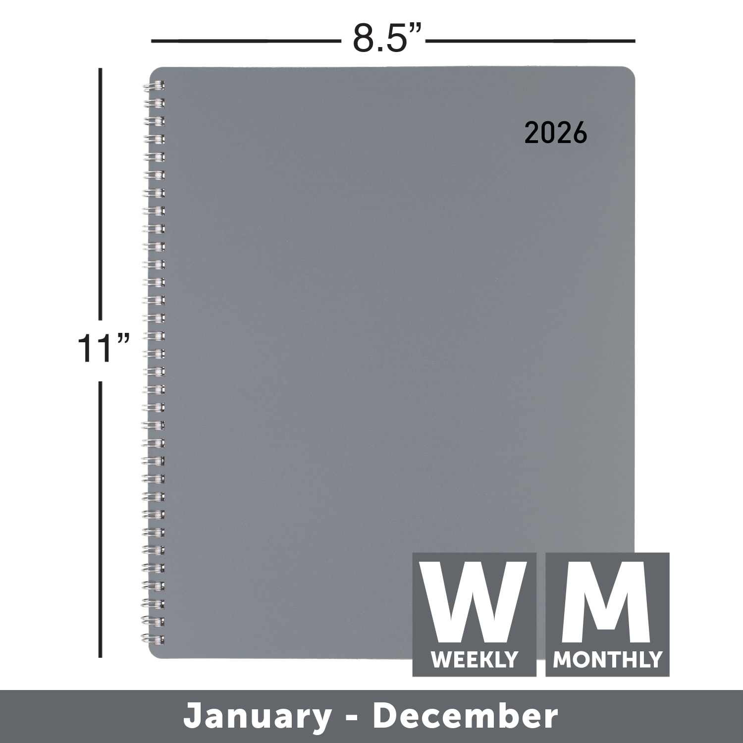 Office Depot Brand Weekly Monthly Appointment Book, 8 1/2in x 11in, Silver, January 2026 to December 2026, OD71053026 - Image 5