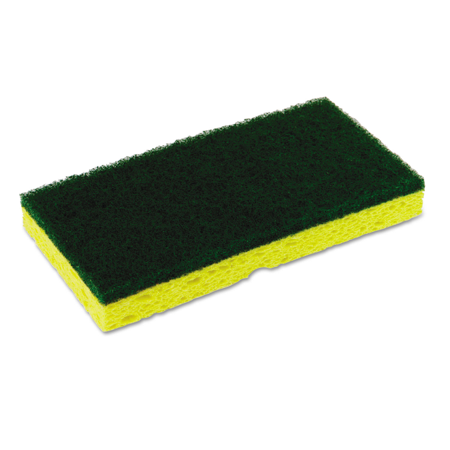 Continental Medium-Duty Sponge n Scrubber, 3.38 x 6.25, 0.88in Thick, Yellow/Green, 3/Pack, 8 Packs/Carton