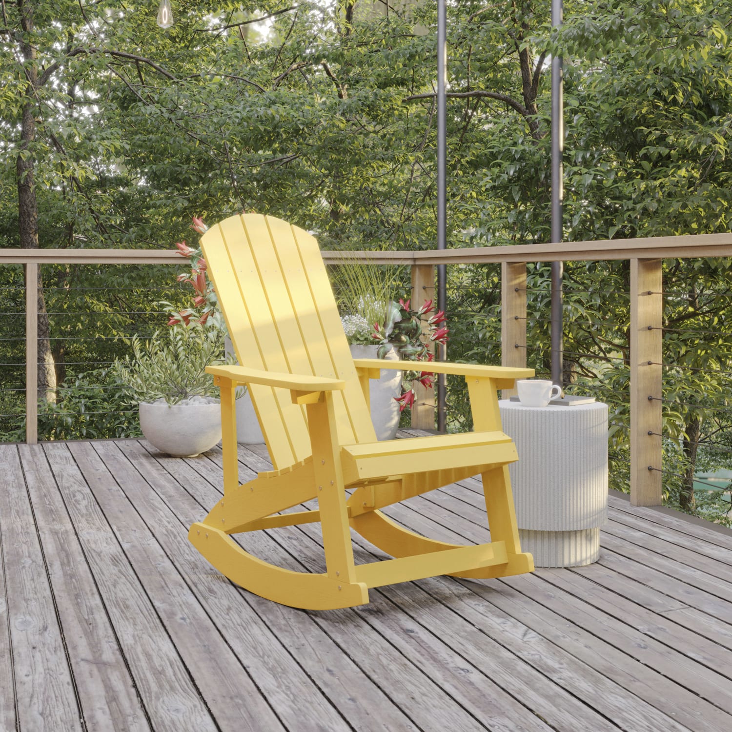 Flash Furniture Savannah All-Weather Adirondack Rocking Chair, Yellow