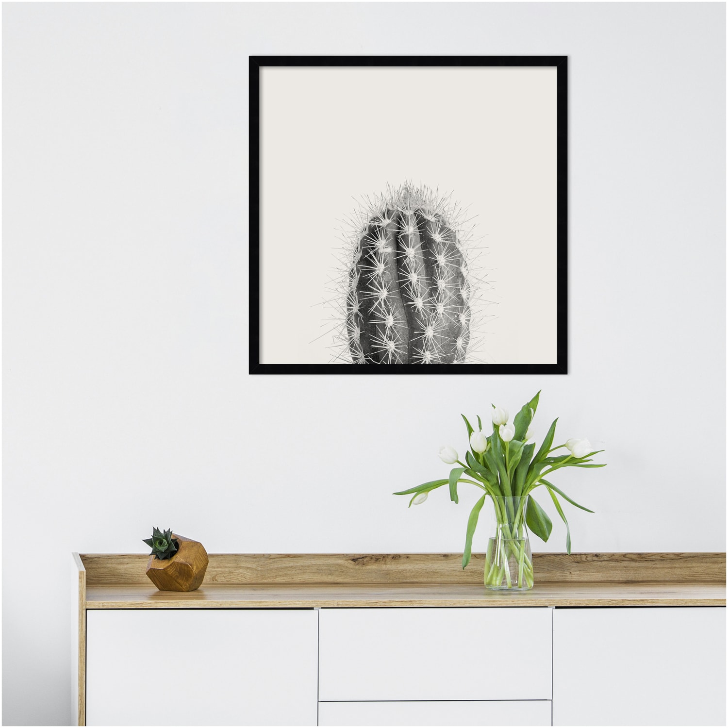 Amanti Art Haze Cactus Succulent Tall by The Creative Bunch Wood Framed Wall Art Print, 25inH x 25inW, Black - Image 3