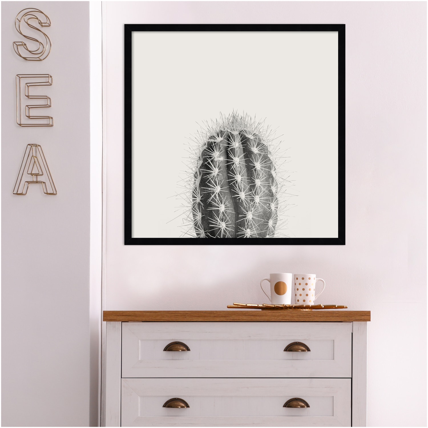 Amanti Art Haze Cactus Succulent Tall by The Creative Bunch Wood Framed Wall Art Print, 25inH x 25inW, Black - Image 4