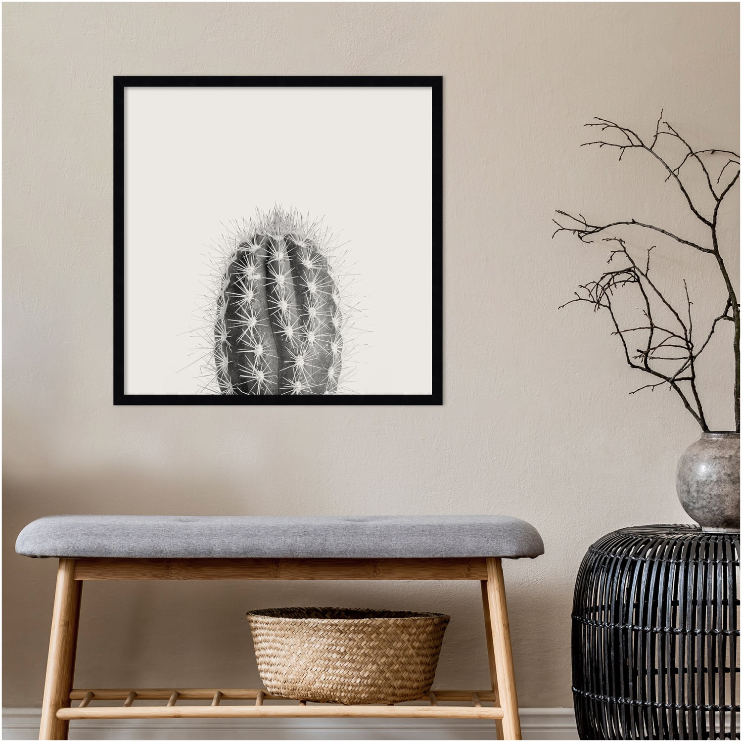 Amanti Art Haze Cactus Succulent Tall by The Creative Bunch Wood Framed Wall Art Print, 25inH x 25inW, Black - Image 5