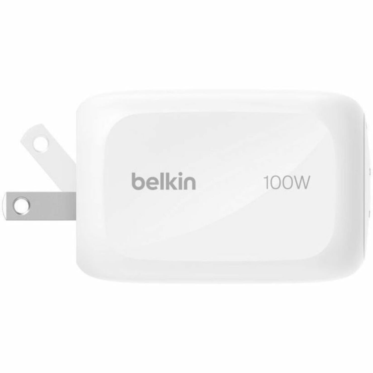Belkin 100W GaN 3-Port USB Wall Charger - 1xUSB-A, 2xUSB-C - Foldable Prongs - Power Adapter - White - 100 W - White - Image 3