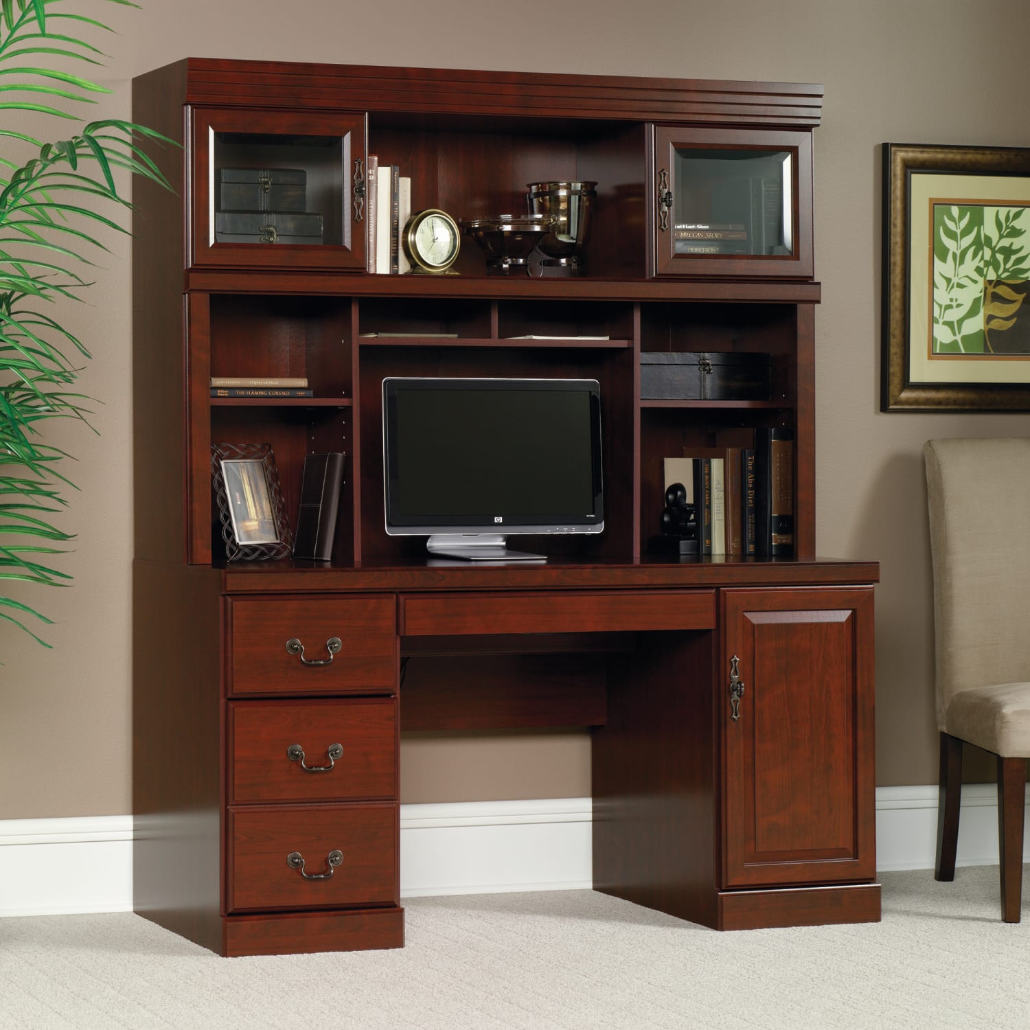 Sauder Heritage Hill 60inW Desk Computer Credenza, Classic Cherry - Image 4