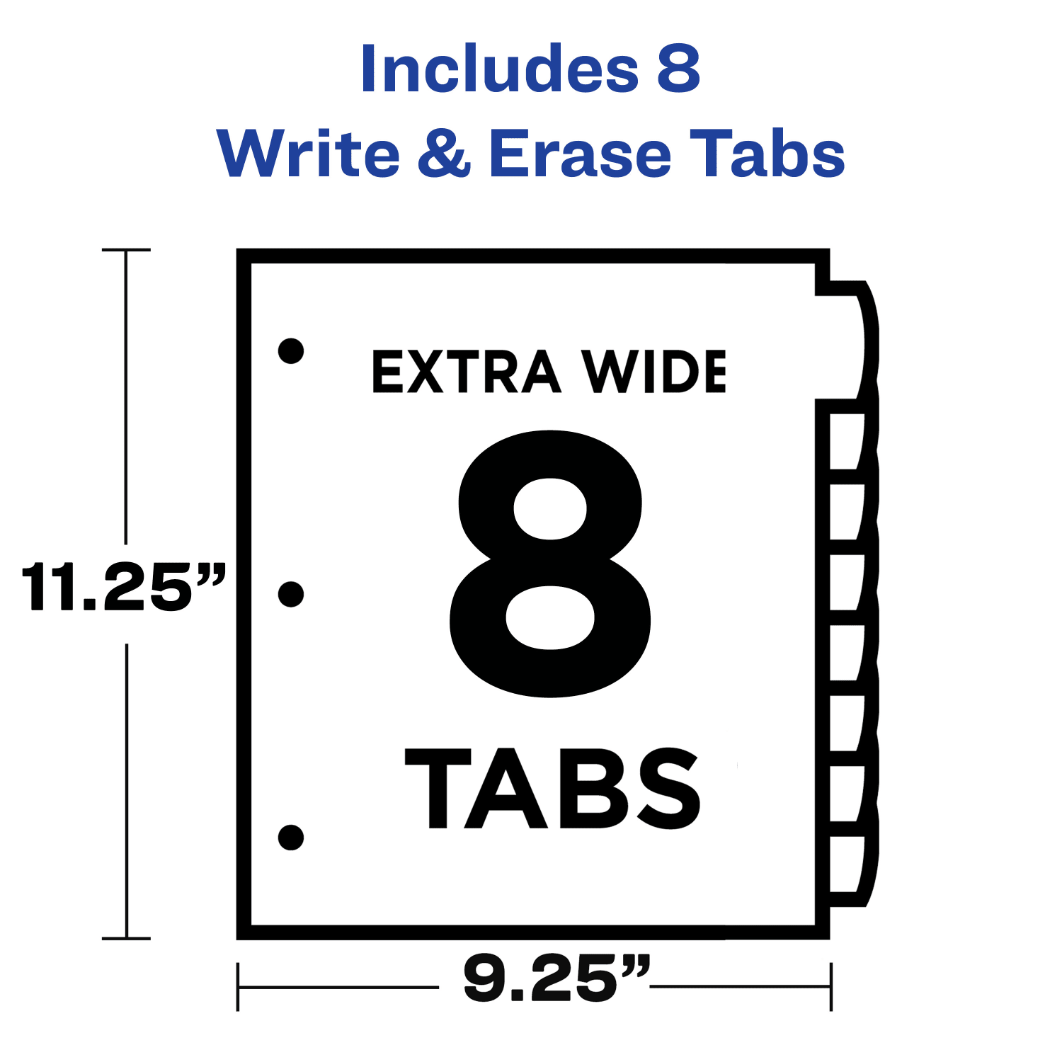 Avery Durable Plastic 8-Tab Write & Erase Dividers For 3 Ring Binders With Slash Pocket, 9-1/4in x 11-1/4in, Translucent White, 1 Set - Image 3