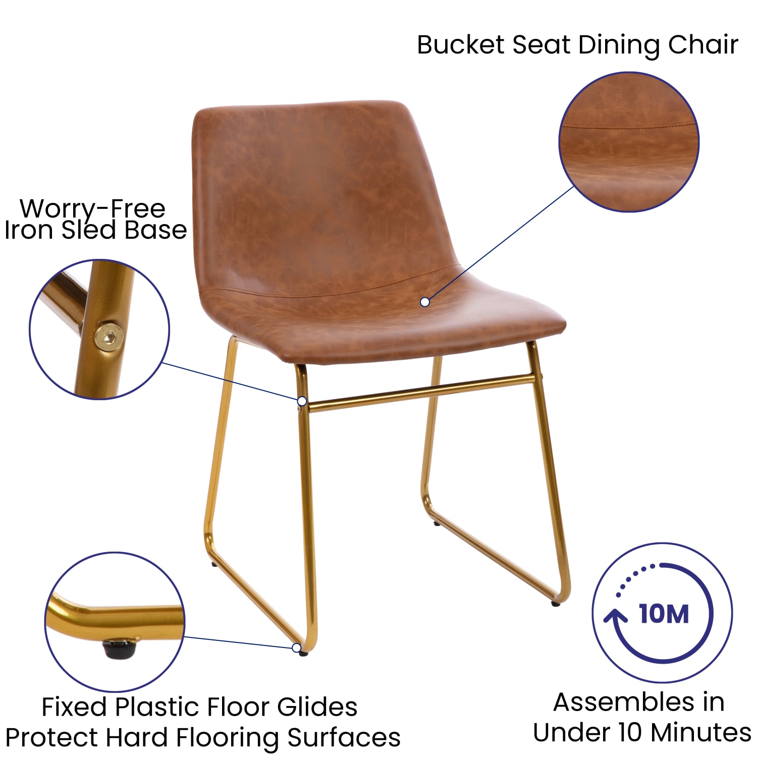 Flash Furniture Commercial Grade Dining Chairs, Light Brown/Gold, Set Of 2 Chairs - Image 6