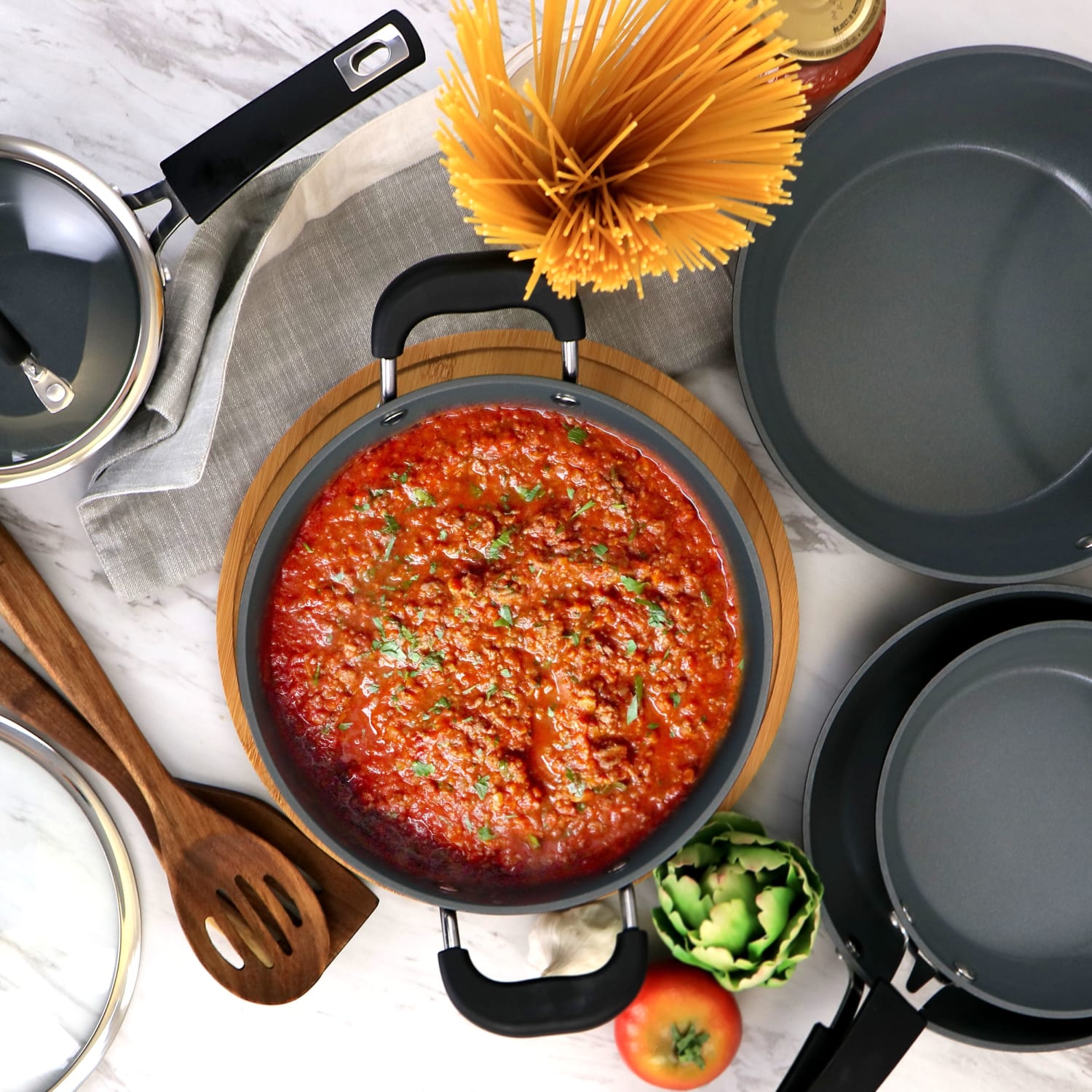 Kenmore 12-Piece Ceramic-Coated Aluminum Cookware Set, Black - Image 5