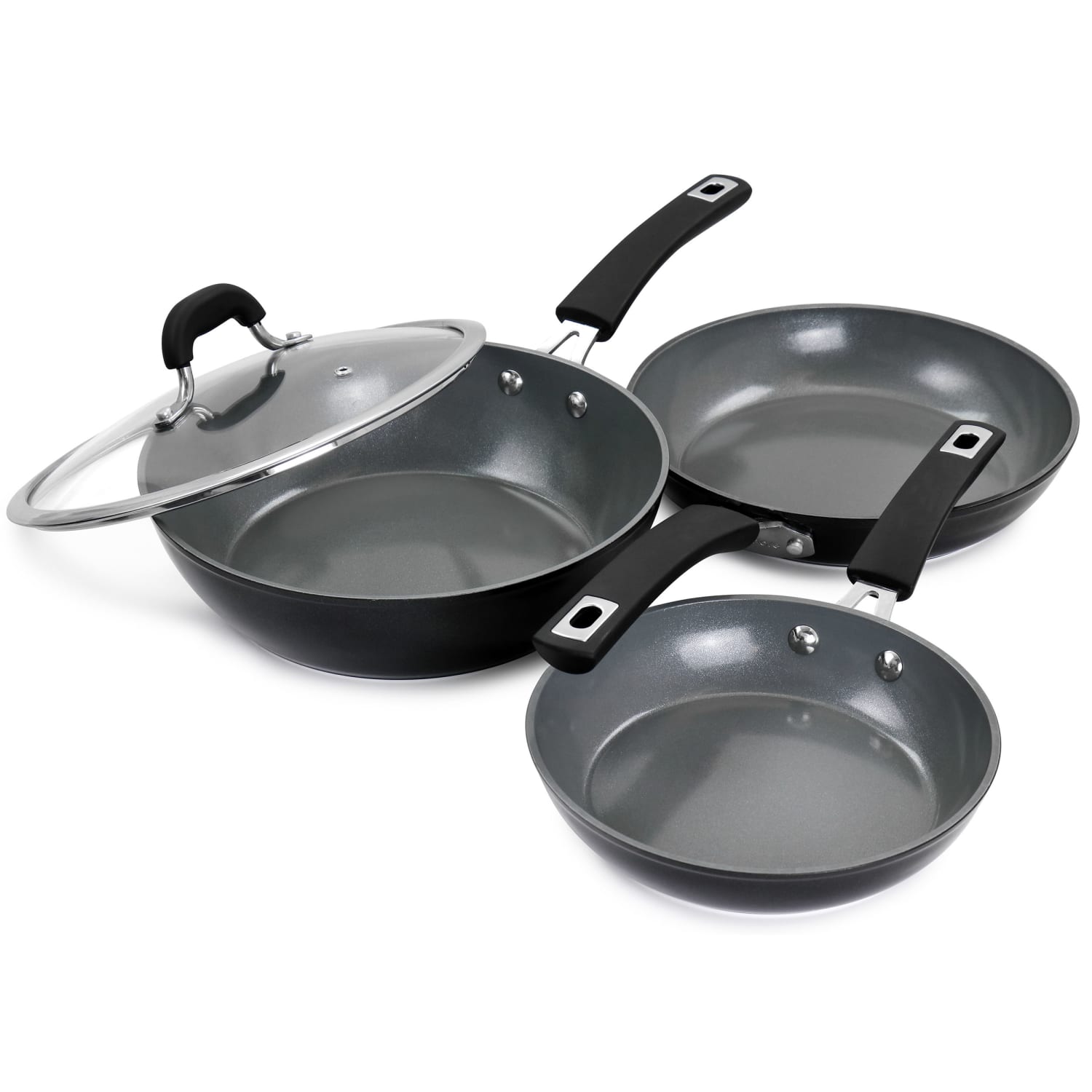Kenmore 12-Piece Ceramic-Coated Aluminum Cookware Set, Black - Image 6