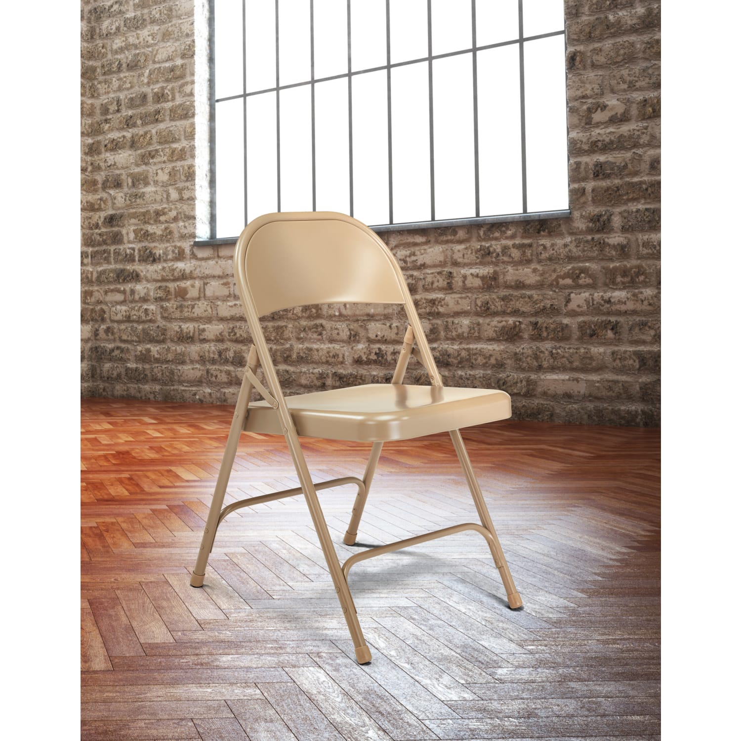 National Public Seating Series 50 Steel Folding Chairs Beige Set Of 4 Chairs PopularChairscom