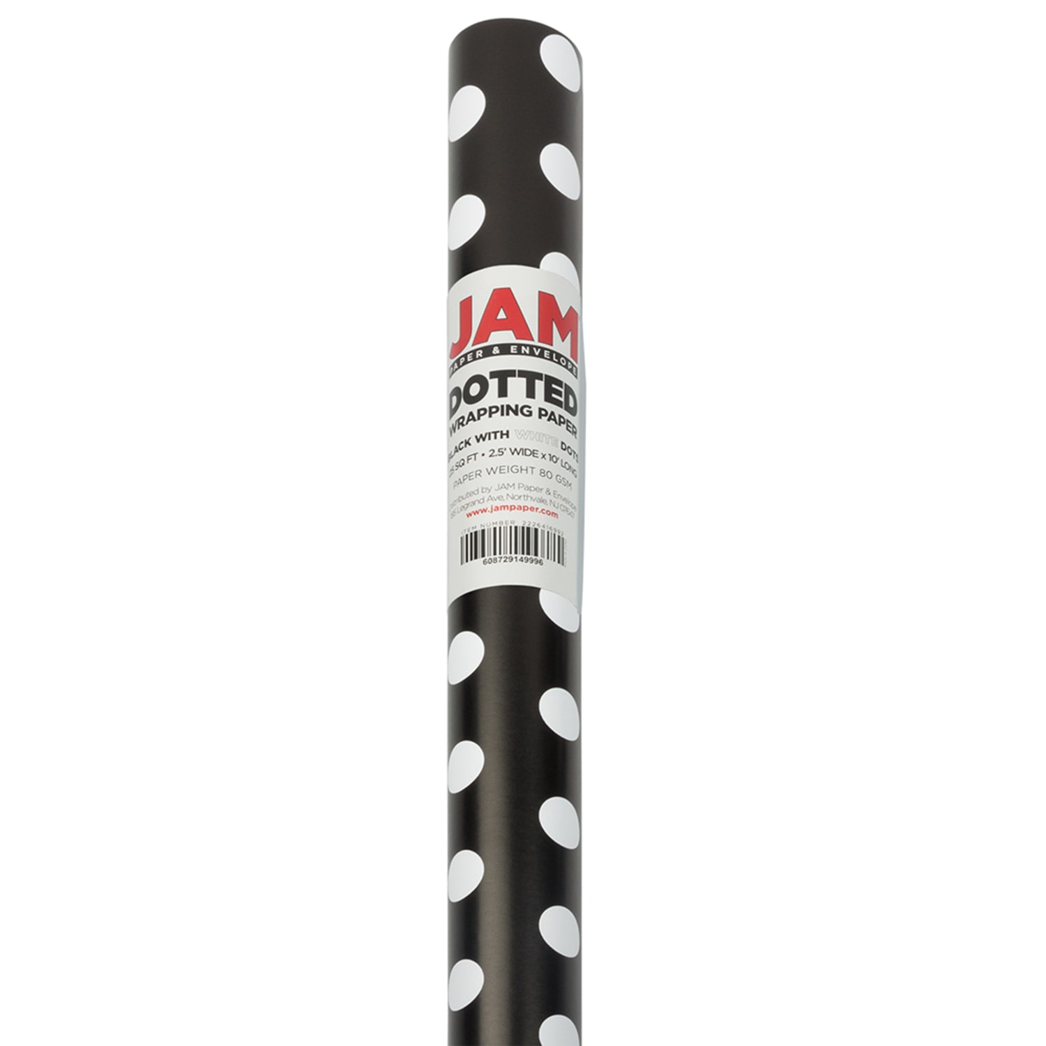 JAM Paper Wrapping Paper, Polka Dot, 25 Sq Ft, Black & White - Image 3