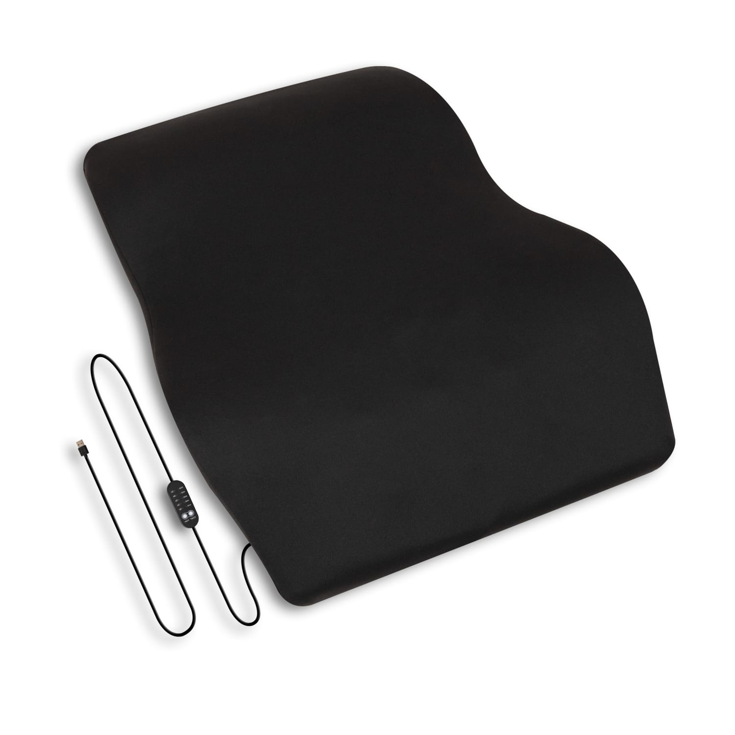Mind Reader Ergonomic Heated Air-Cloud Lumbar Cushion, 18-1/2inH x 5inW x 14-1/2inD, Black