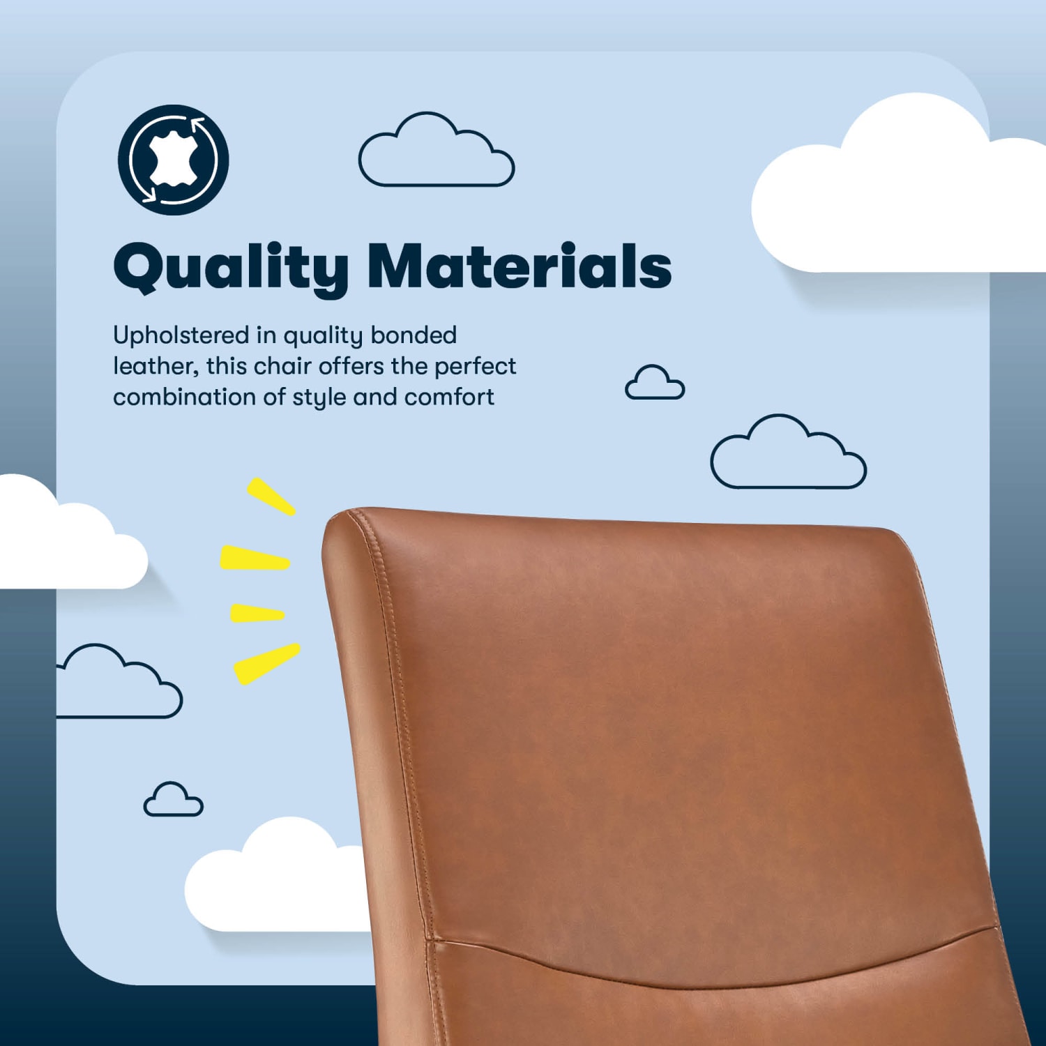 Serta Comfort Modern Ergonomic Bonded Leather High Back Executive Office Chair Cognac PopularChairscom