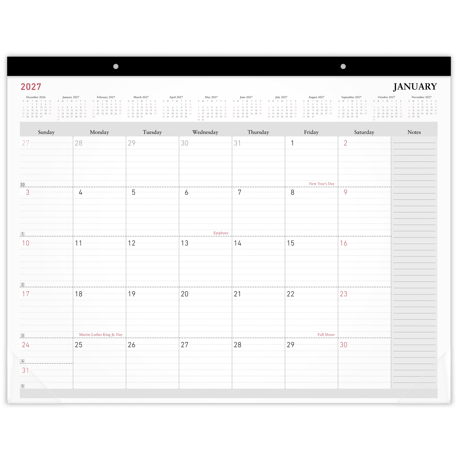 Office Depot Brand Monthly Desk Pad Calendar, 21 3/4in x 17in, White, January 2027 to December 2027, OD20260027 - Image 3