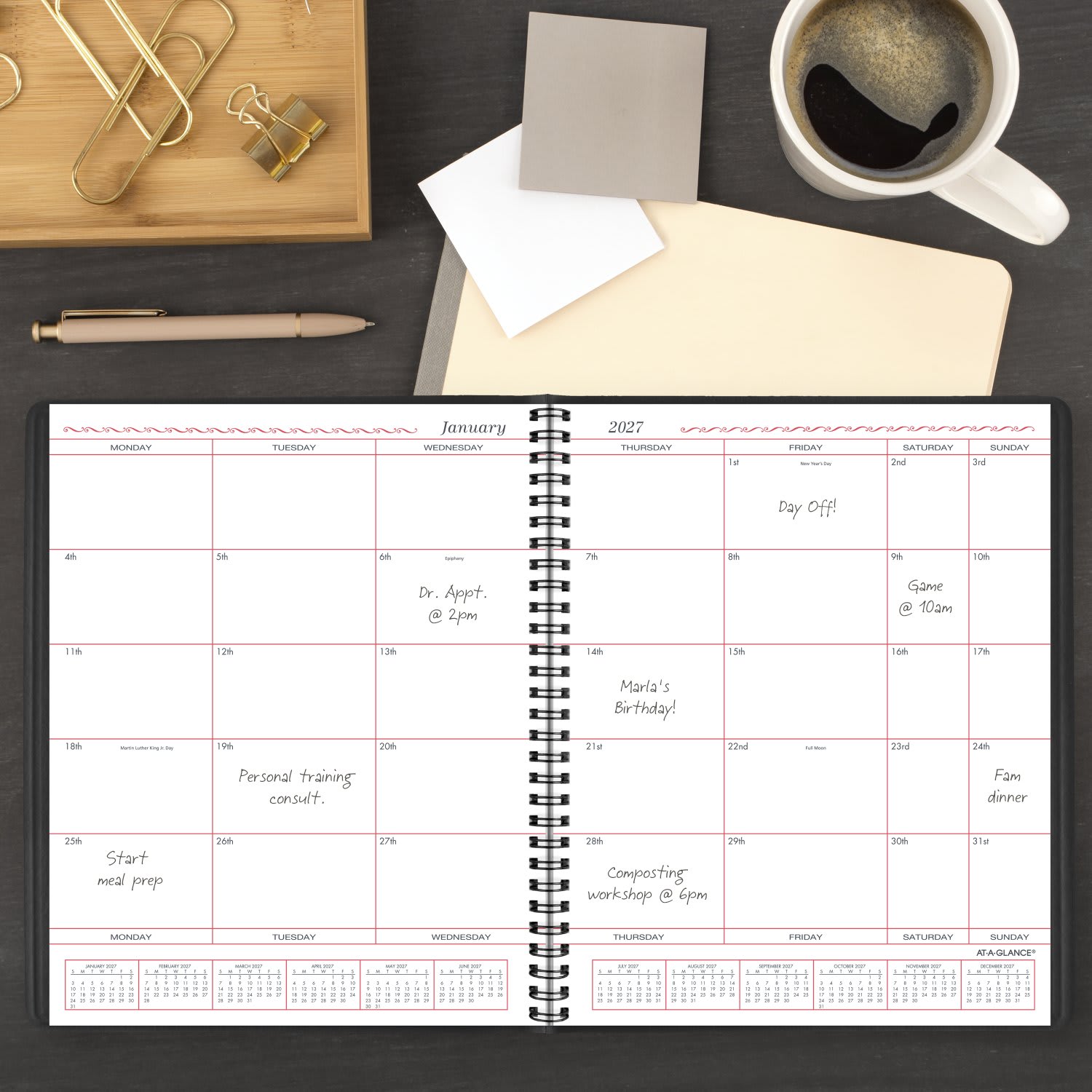 AT-A-GLANCE 2027 Monthly Planner, Black, Large, 8in x 10in - Image 3