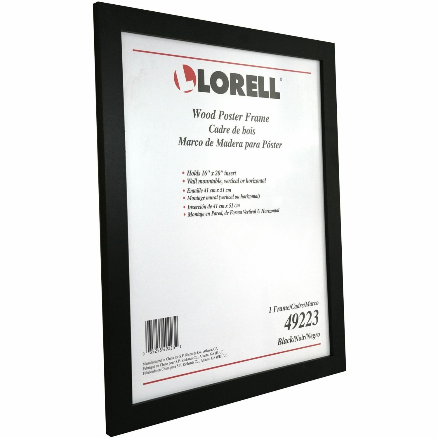 Lorell Poster Frame - 16in x 20in Frame Size - Rectangle - Horizontal, Vertical - Black - 1 Each - Image 3