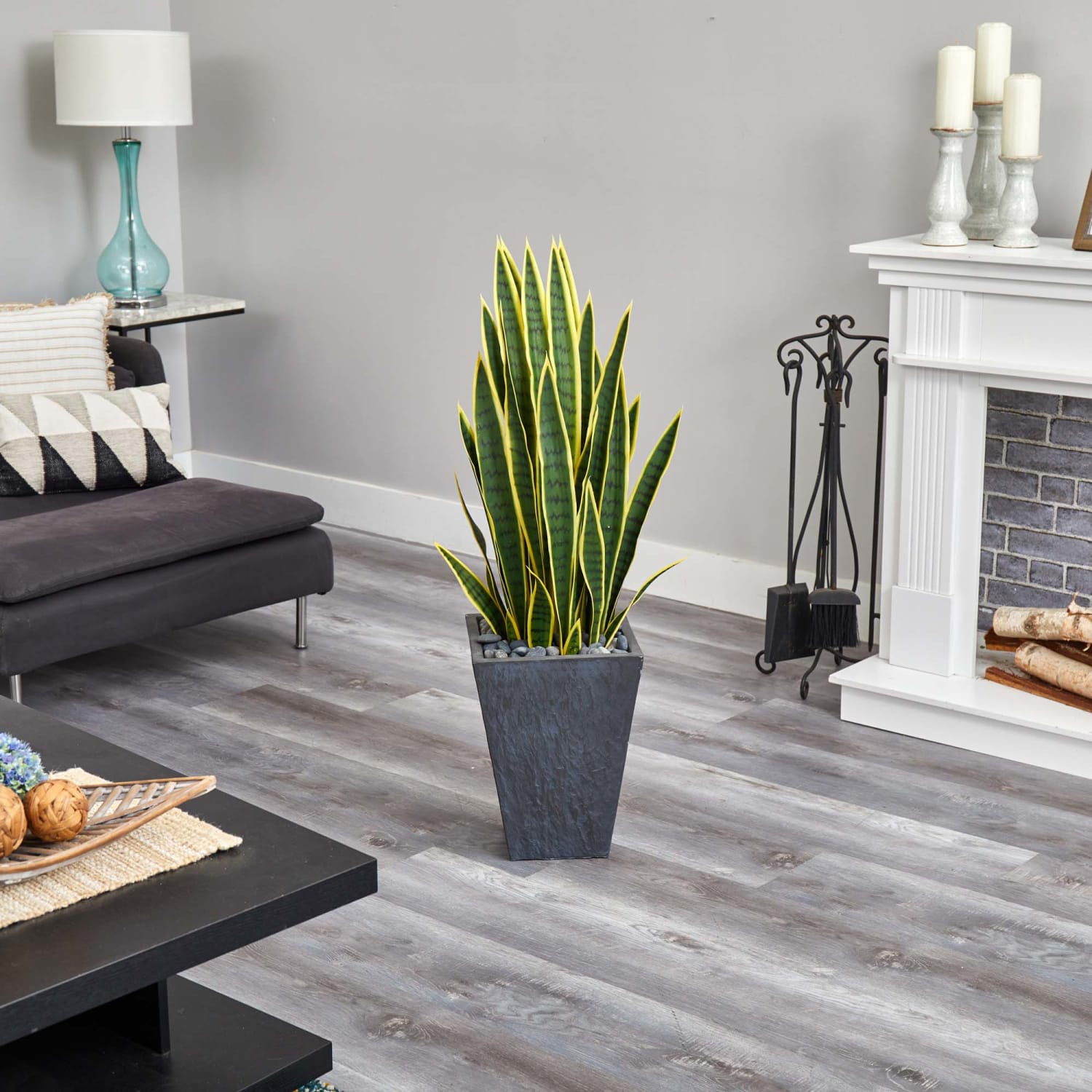 Nearly Natural 3-1/2ftH Sansevieria Artificial Plant With Planter, 42inH x 12inW x 12inD, Black/Green - Image 6