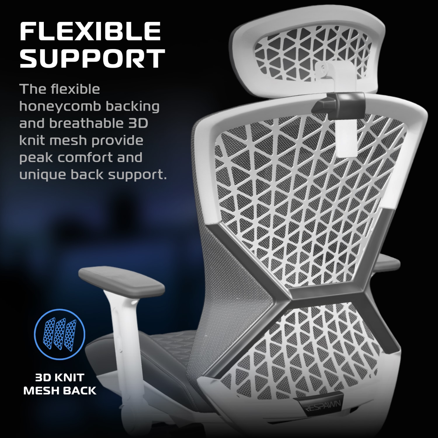 RESPAWN SPIRE Ergonomic Mesh Office Gaming Chair, Ghost White, RSPSGMB07GHOST - Image 5