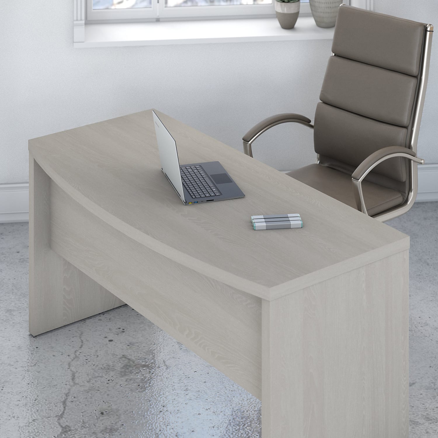 Bush Business Furniture Echo 60inW Bow-Front Computer Desk, Gray Sand, Standard Delivery - Image 4