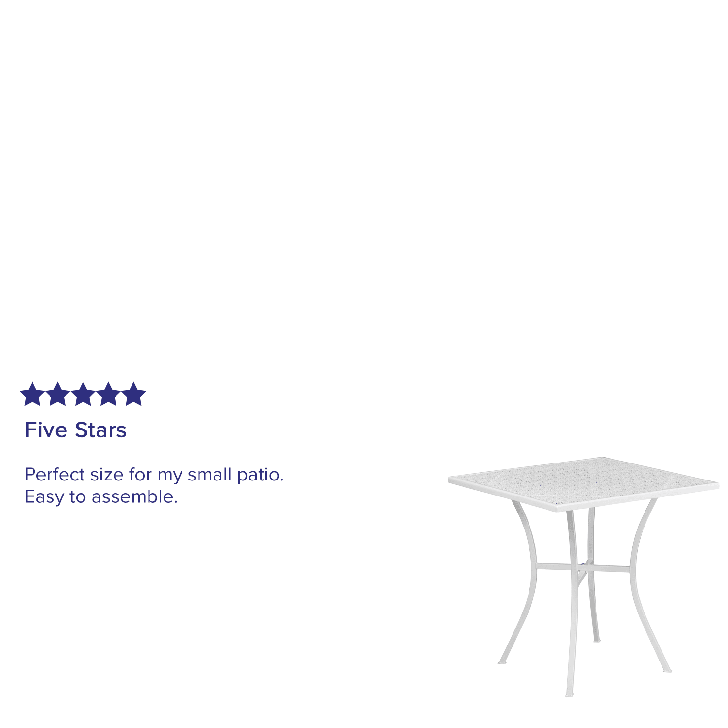 Flash Furniture Oia Commercial Grade Square Outdoor Steel Patio Table, 28-1/4inH x 28inW x 28inD, White - Image 5