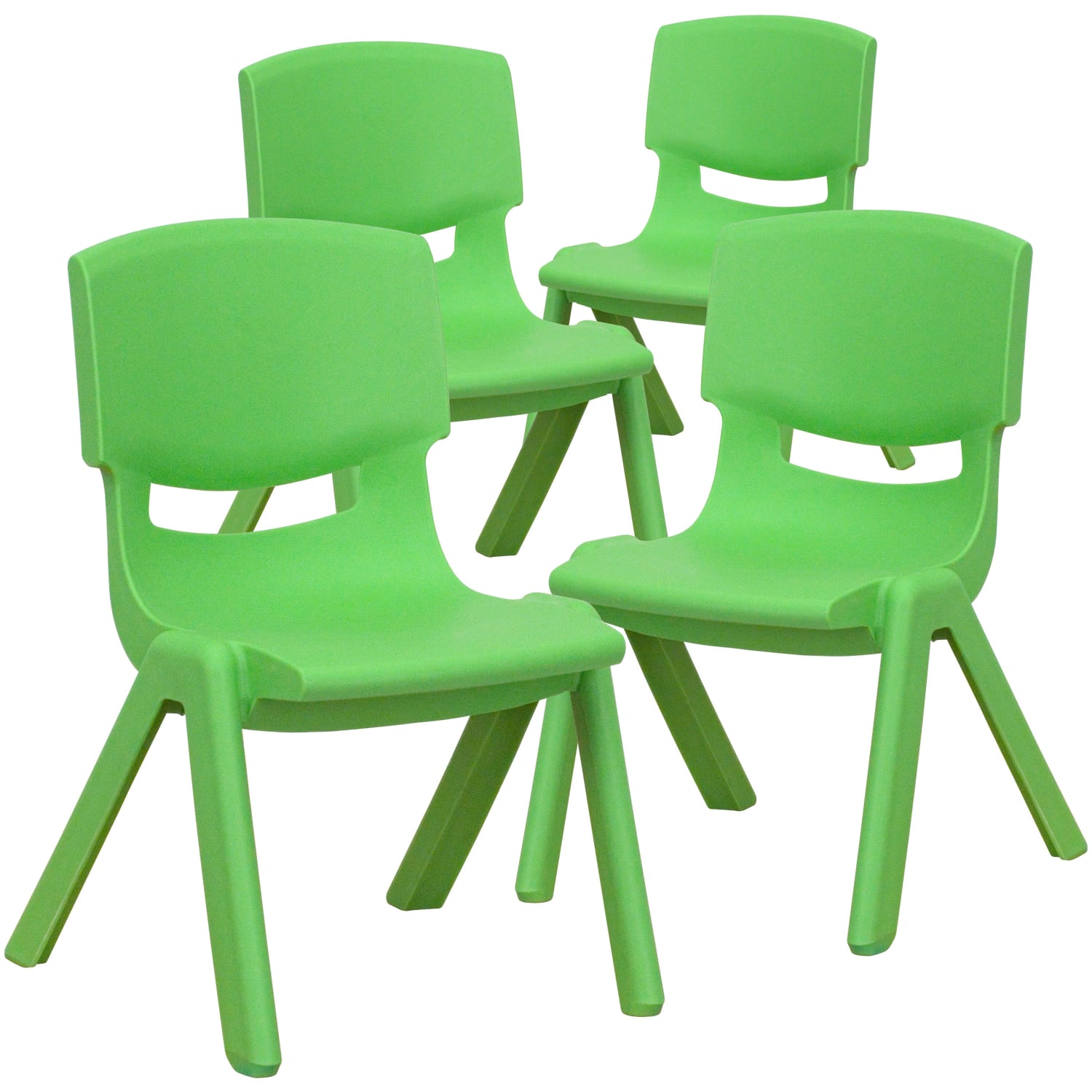 Flash Furniture Plastic Stackable School Chairs With 10-1/2in Seat Height, Green, Set Of 4 Chairs - Image 4