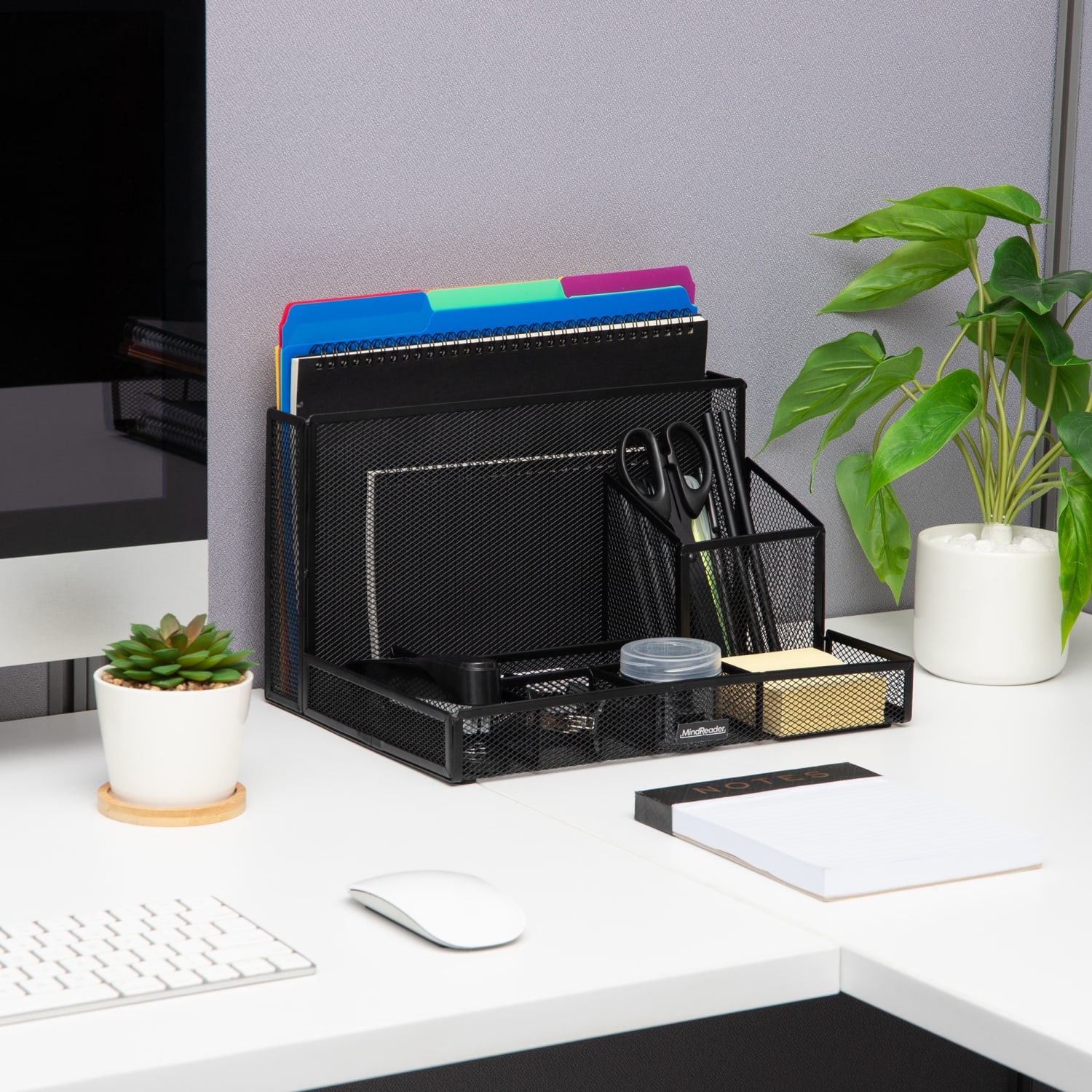 Mind Reader Metal Desktop Organizer With Office Supplies, 7inH x 9inW x 11-1/2inD, Black - Image 3
