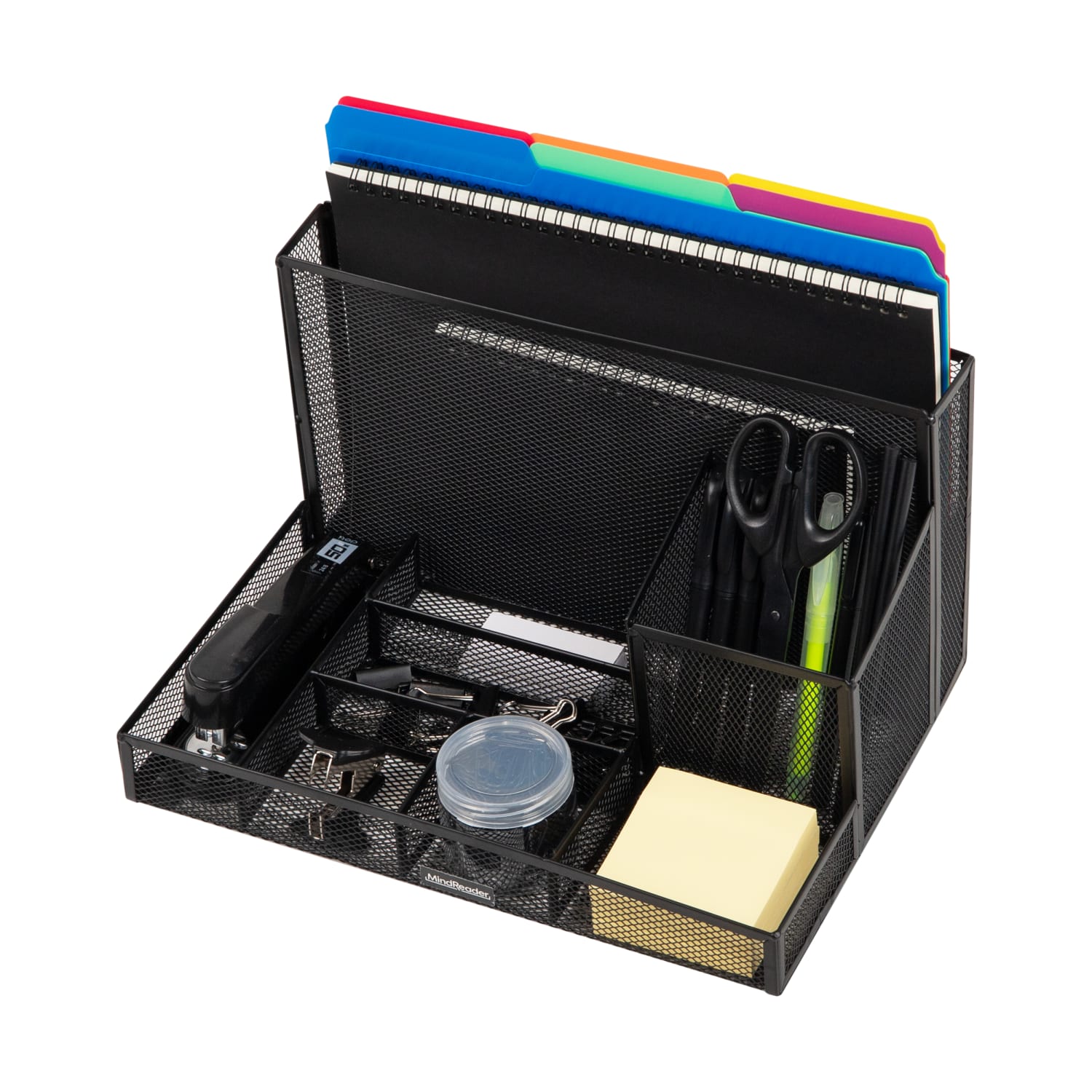 Mind Reader Metal Desktop Organizer With Office Supplies, 7inH x 9inW x 11-1/2inD, Black - Image 6