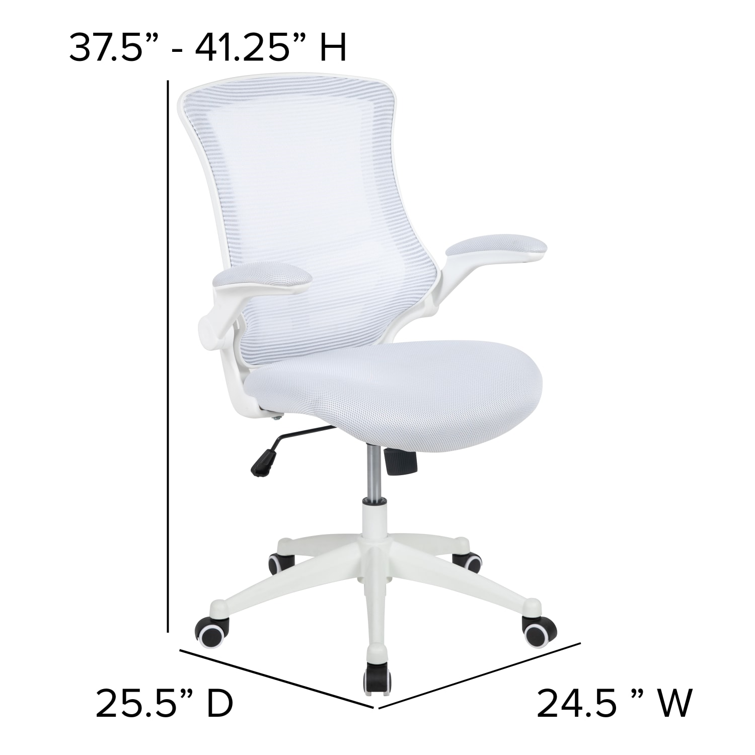 Flash Furniture Mesh MidBack Swivel Task Chair With FlipUp Arms White PopularChairscom Flash Furniture Mesh Mid Back Swivel Task Chair With Flip Up Arms White PopularChairscom