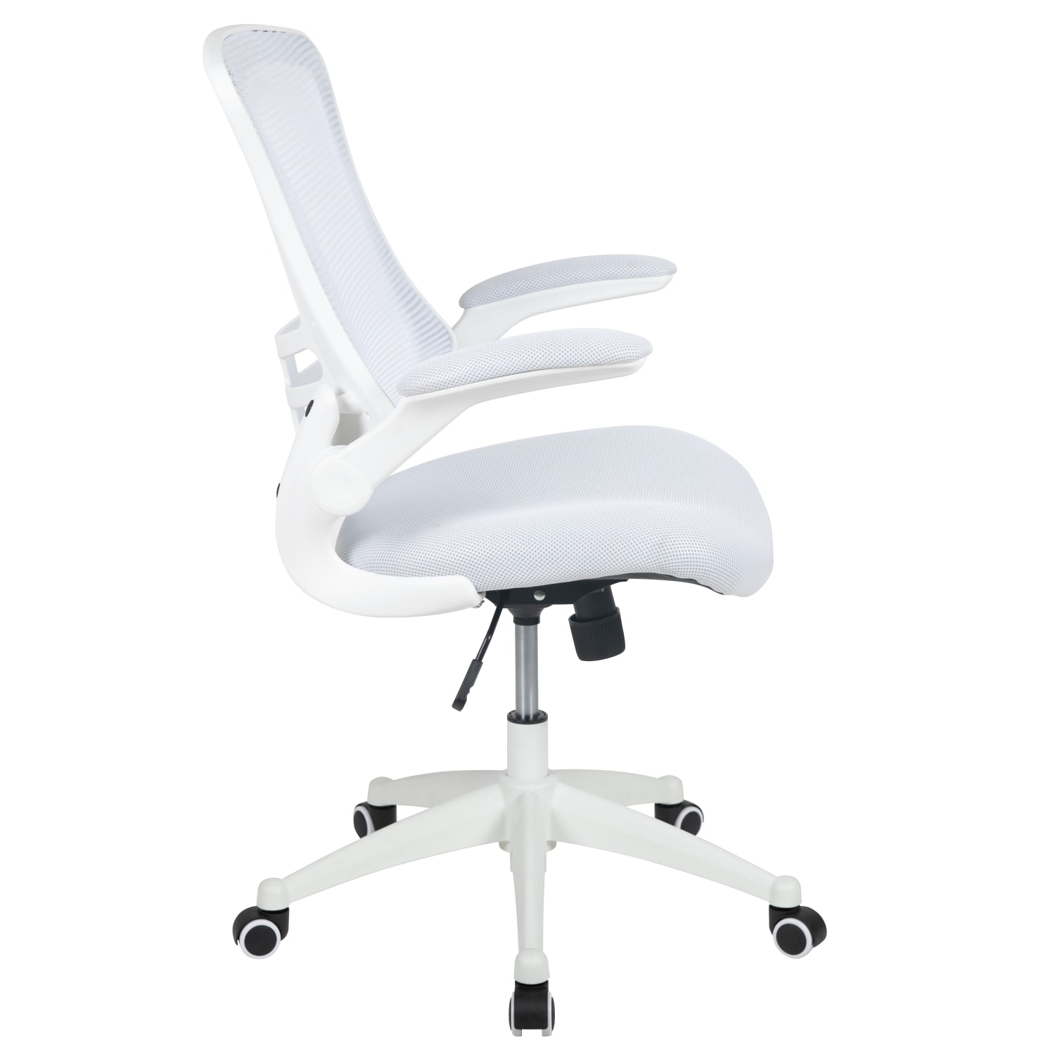 Flash Furniture Mesh MidBack Swivel Task Chair With FlipUp Arms White PopularChairscom Flash Furniture Mesh Mid Back Swivel Task Chair With Flip Up Arms White PopularChairscom