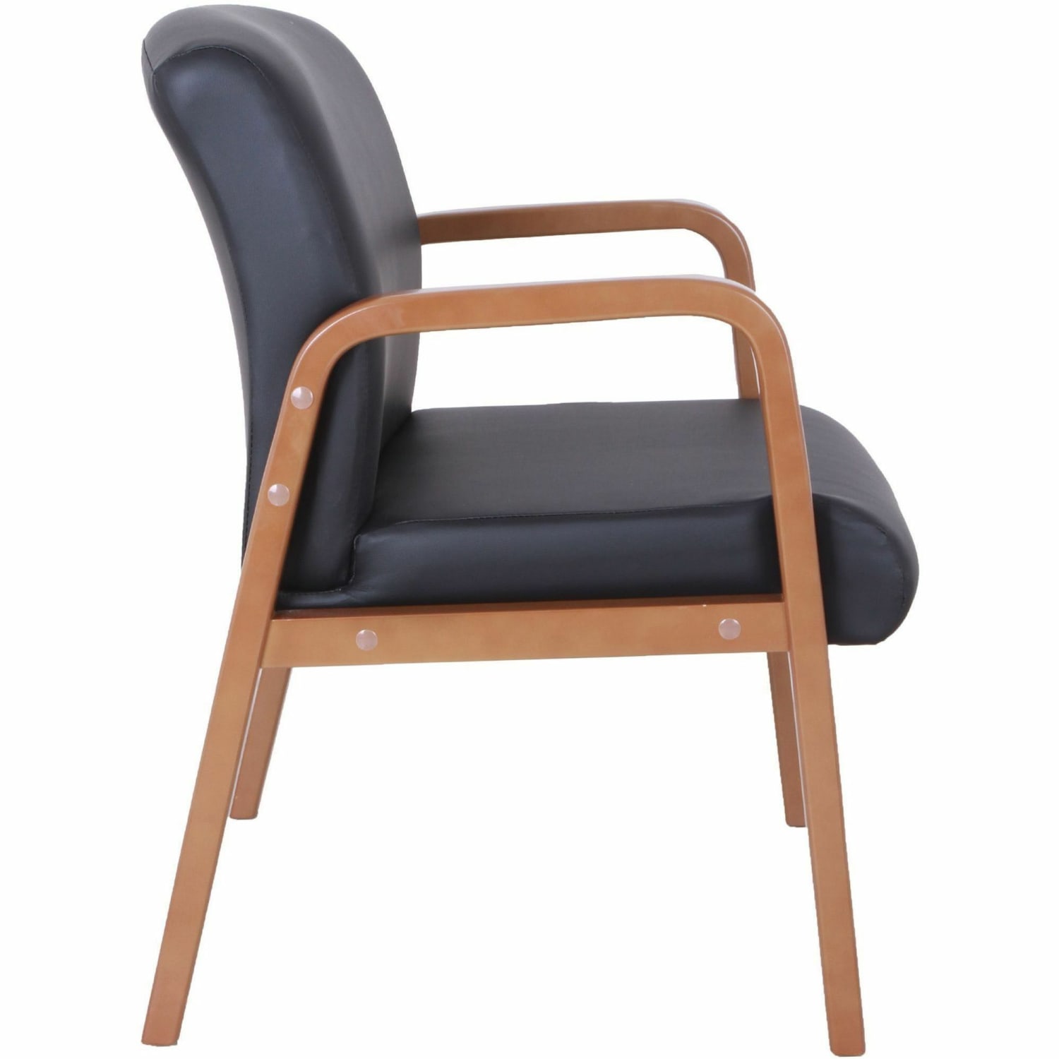 Lorell Bonded LeatherWood Guest Chair BlackCherry Walnut PopularChairscom