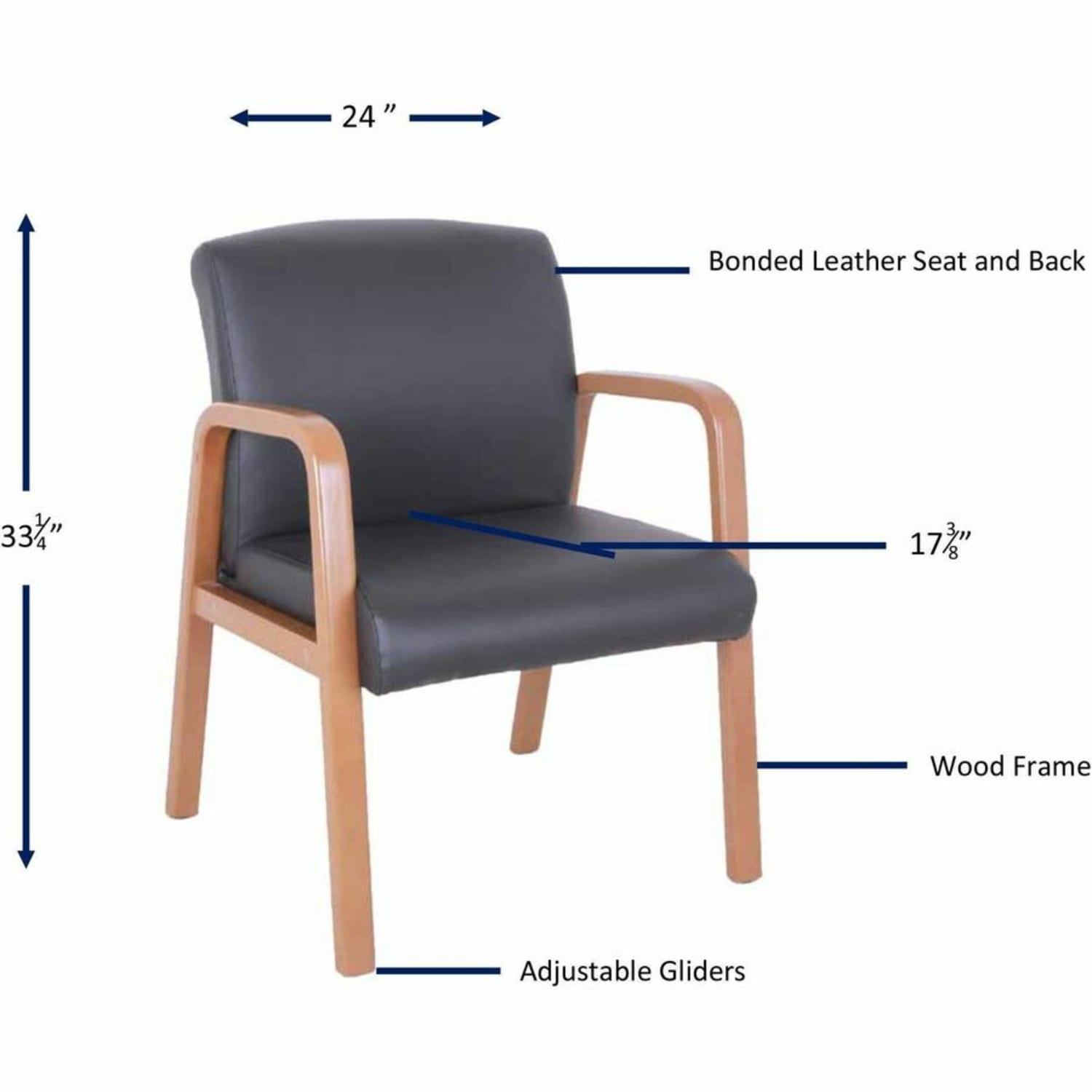 Lorell Bonded LeatherWood Guest Chair BlackCherry Walnut PopularChairscom