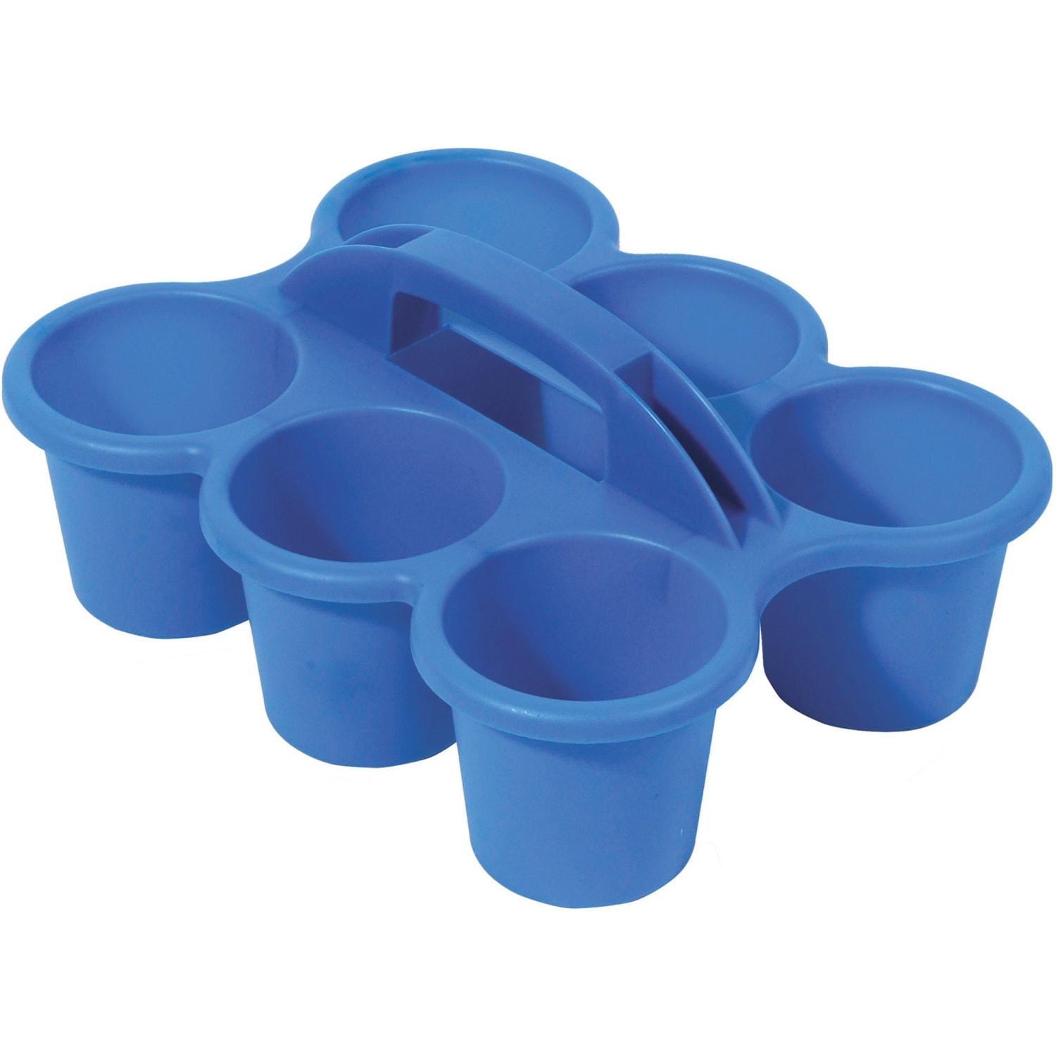 Deflecto Antimicrobial Kids 6 Cup Caddy - 6 Compartment(s) - 5.29in Height x 12.07in Width x 9.55in Depth - Lightweight, Portable, Antimicrobial, Easy to Clean, Handle, Stackable, Mildew Resistant - Blue - Plastic, Polypropylene - 1 Each - Image 3