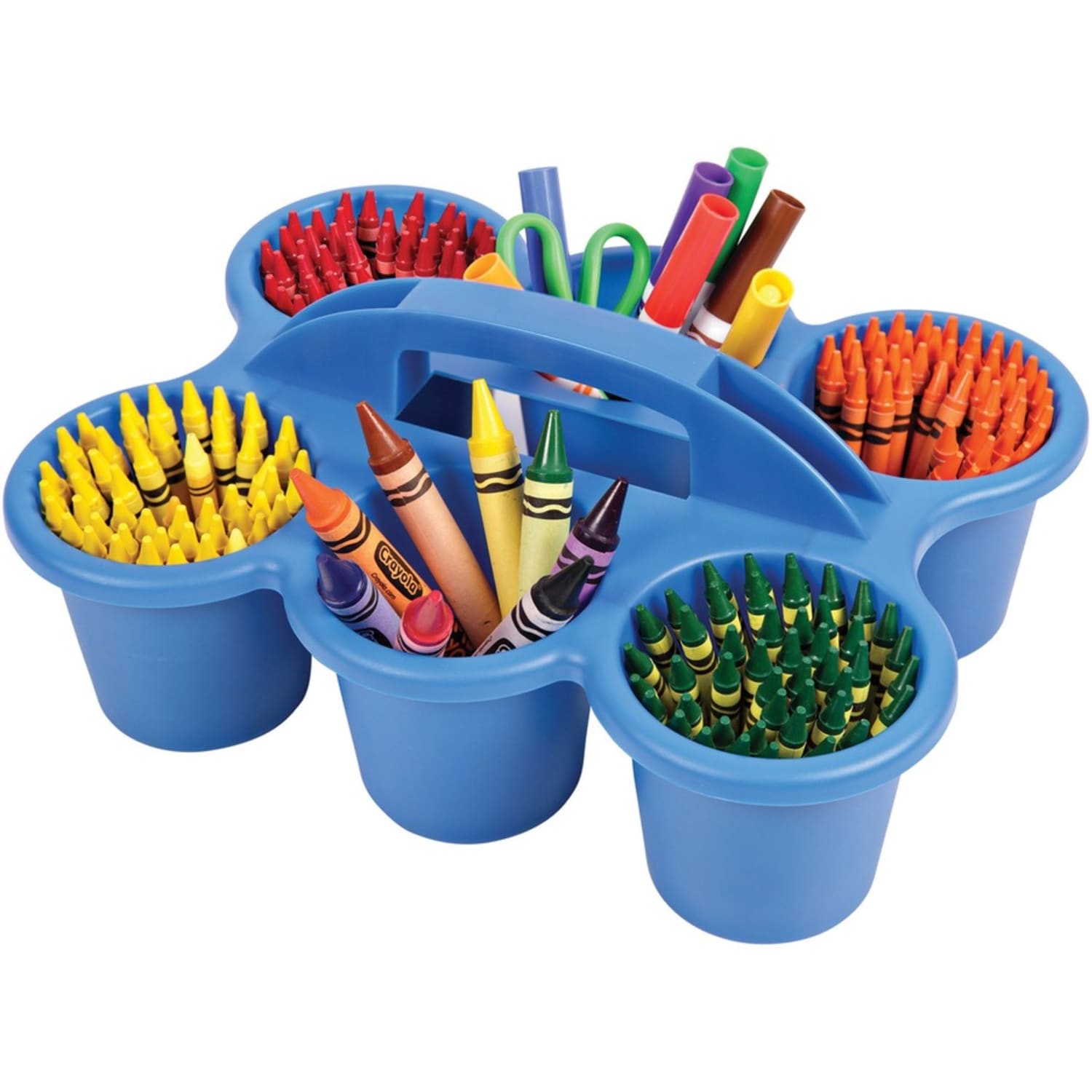 Deflecto Antimicrobial Kids 6 Cup Caddy - 6 Compartment(s) - 5.29in Height x 12.07in Width x 9.55in Depth - Lightweight, Portable, Antimicrobial, Easy to Clean, Handle, Stackable, Mildew Resistant - Blue - Plastic, Polypropylene - 1 Each - Image 4