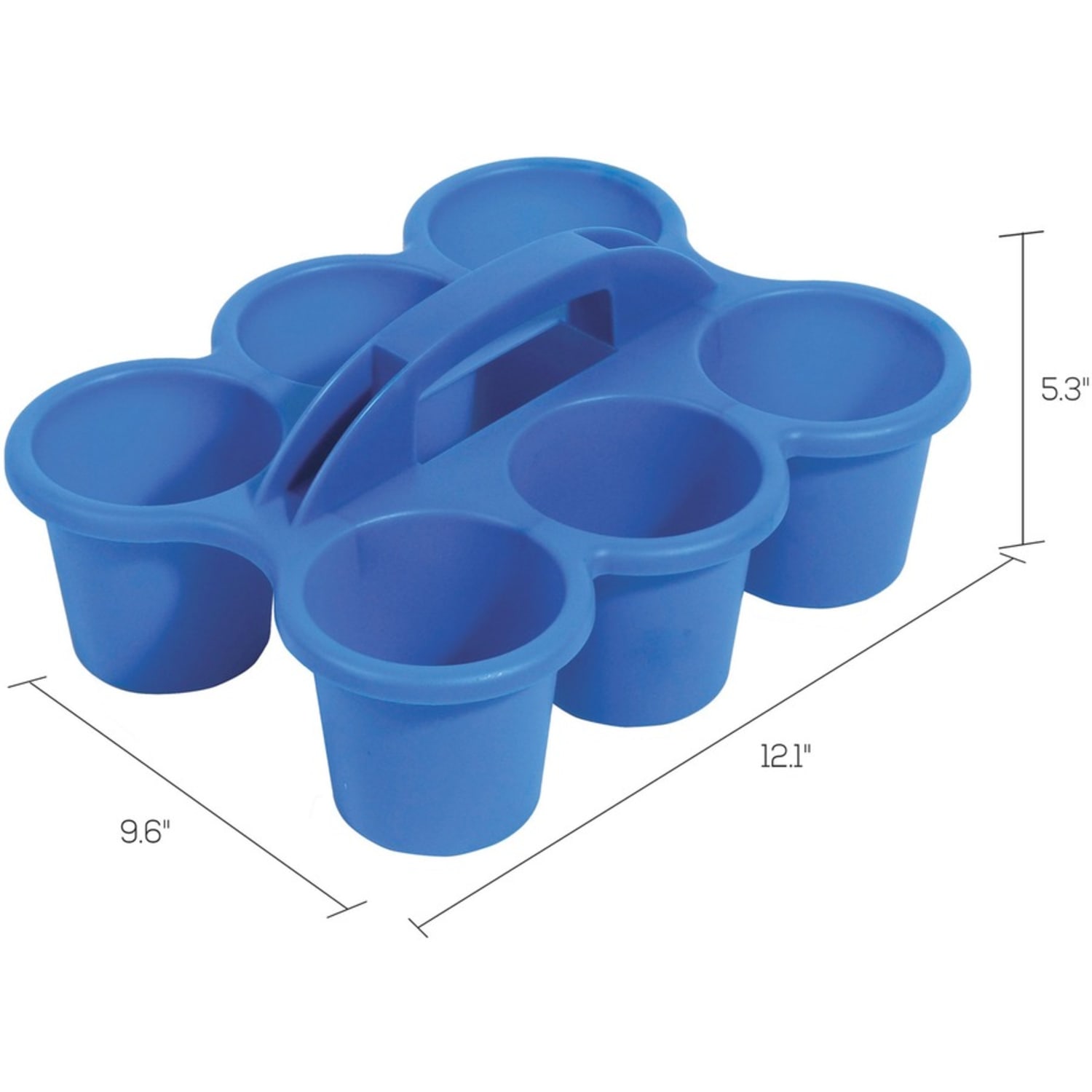 Deflecto Antimicrobial Kids 6 Cup Caddy - 6 Compartment(s) - 5.29in Height x 12.07in Width x 9.55in Depth - Lightweight, Portable, Antimicrobial, Easy to Clean, Handle, Stackable, Mildew Resistant - Blue - Plastic, Polypropylene - 1 Each - Image 5