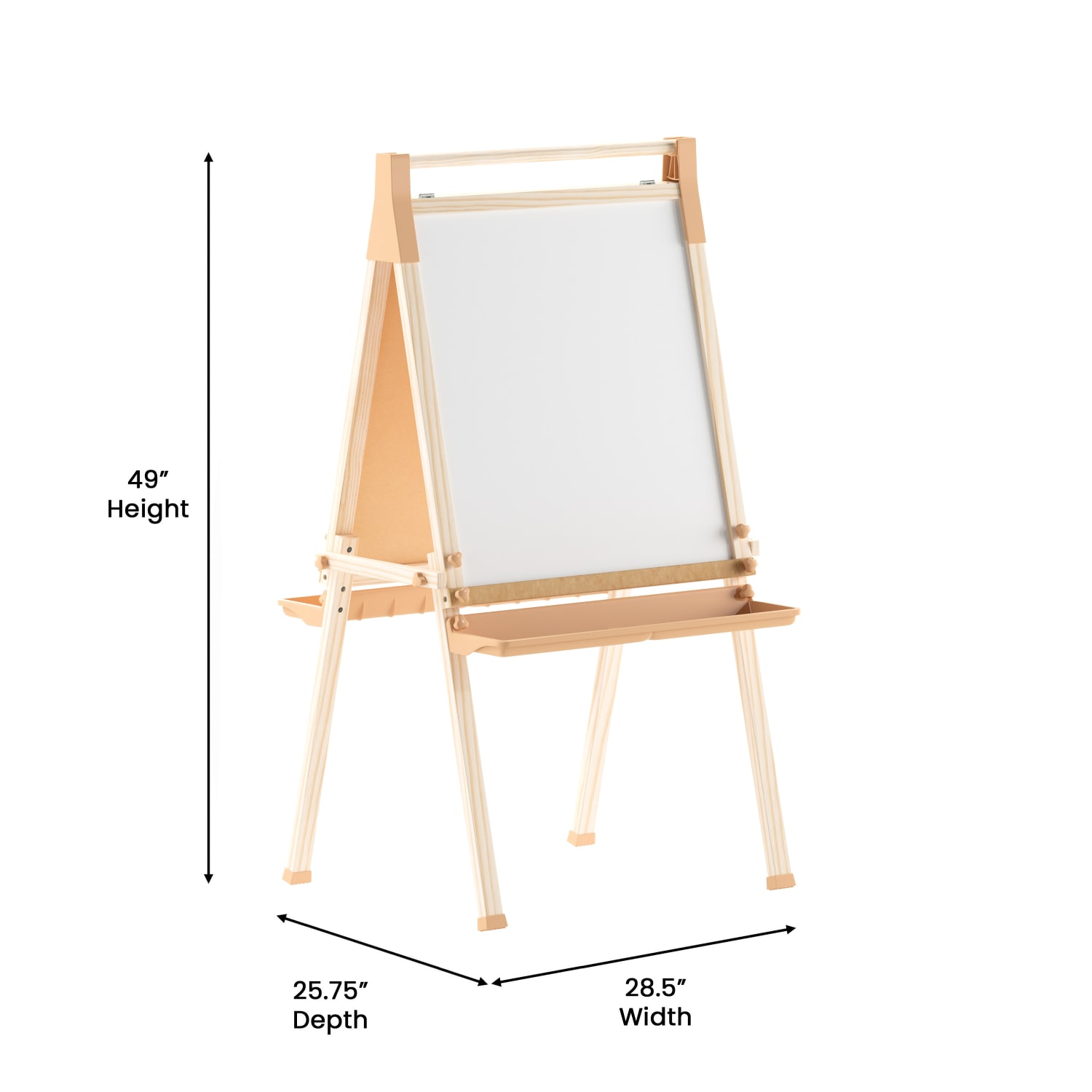 Flash Furniture Bright Beginnings Commercial Classroom Wood Freestanding Art Easel, 49inH x 28-1/2inW x 25-3/4inD, Beech - MKART9000 - Image 6