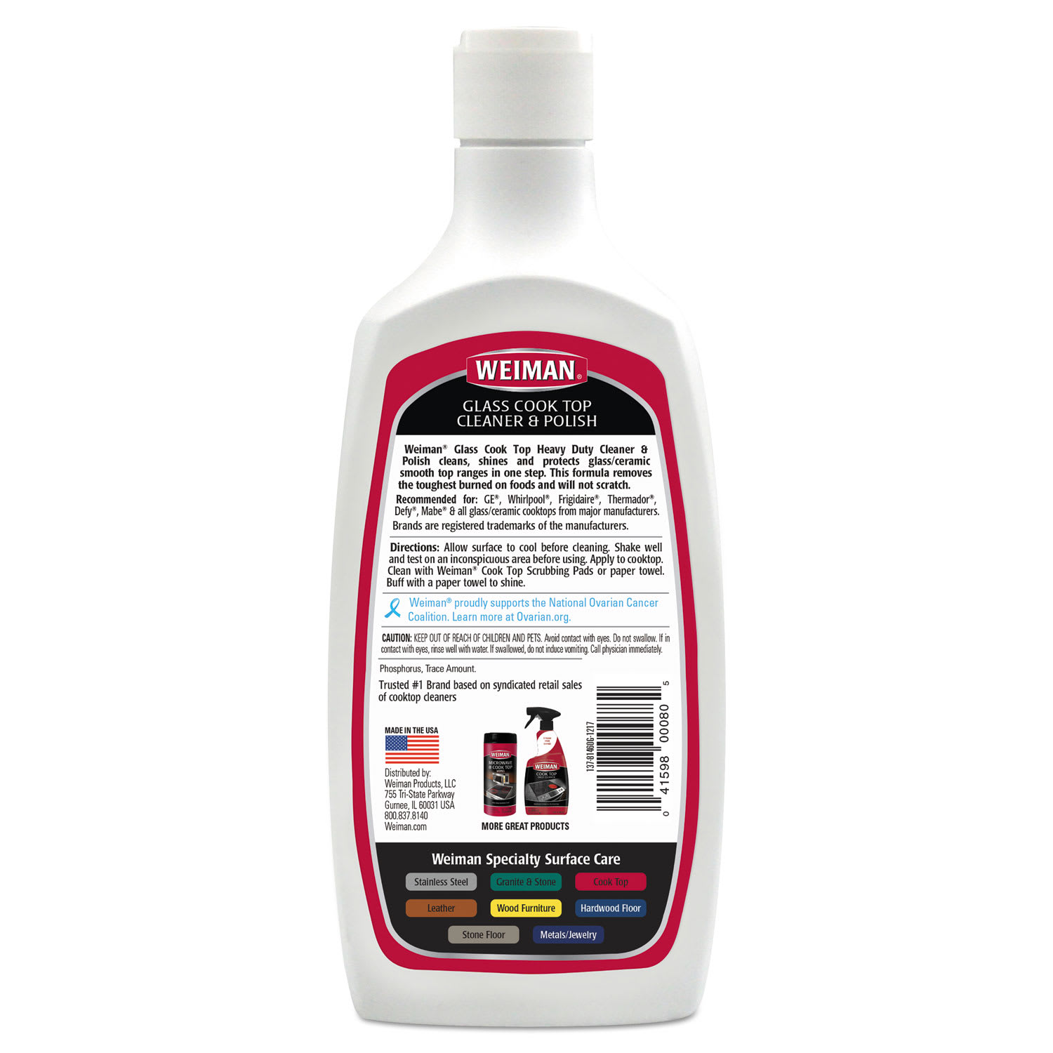 WEIMAN Glass Cook Top Cleaner and Polish, 20 oz Squeeze Bottle - Image 3