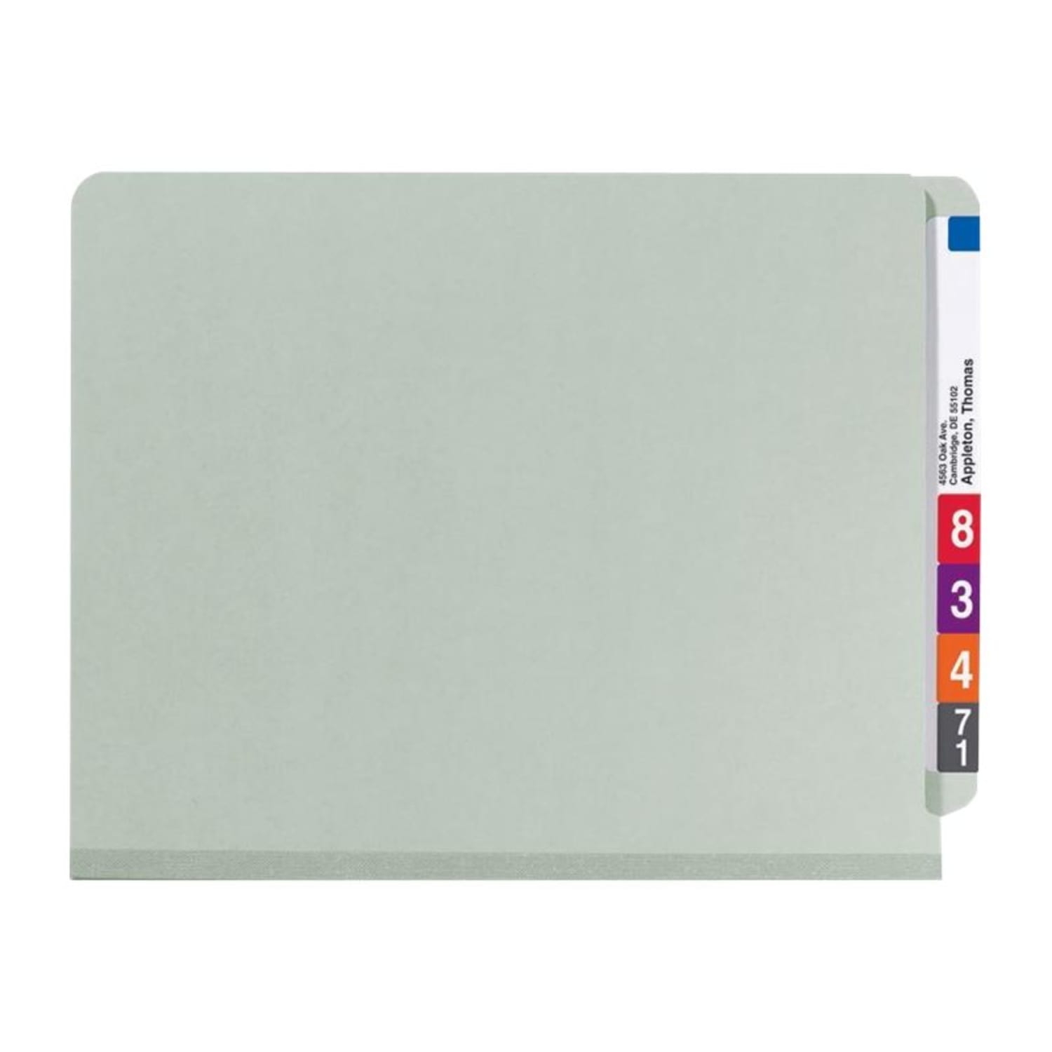 Smead End-Tab Classification Folders, 2 Dividers, 2 Partitions, Straight Cut, Letter Size, 100% Recycled, Gray/Green, Box Of 10 - Image 3